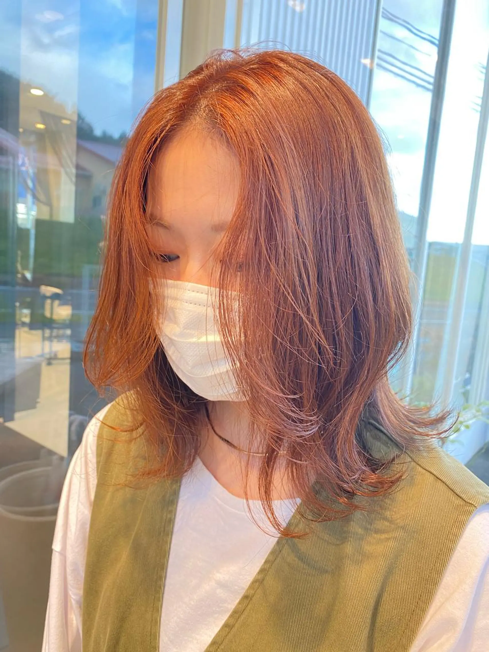 ミディアム カラー ブリーチ ブリーチなしカラー オレンジ 【美髪のお医者さん】 髙橋真理奈💉🌟のヘアスタイル