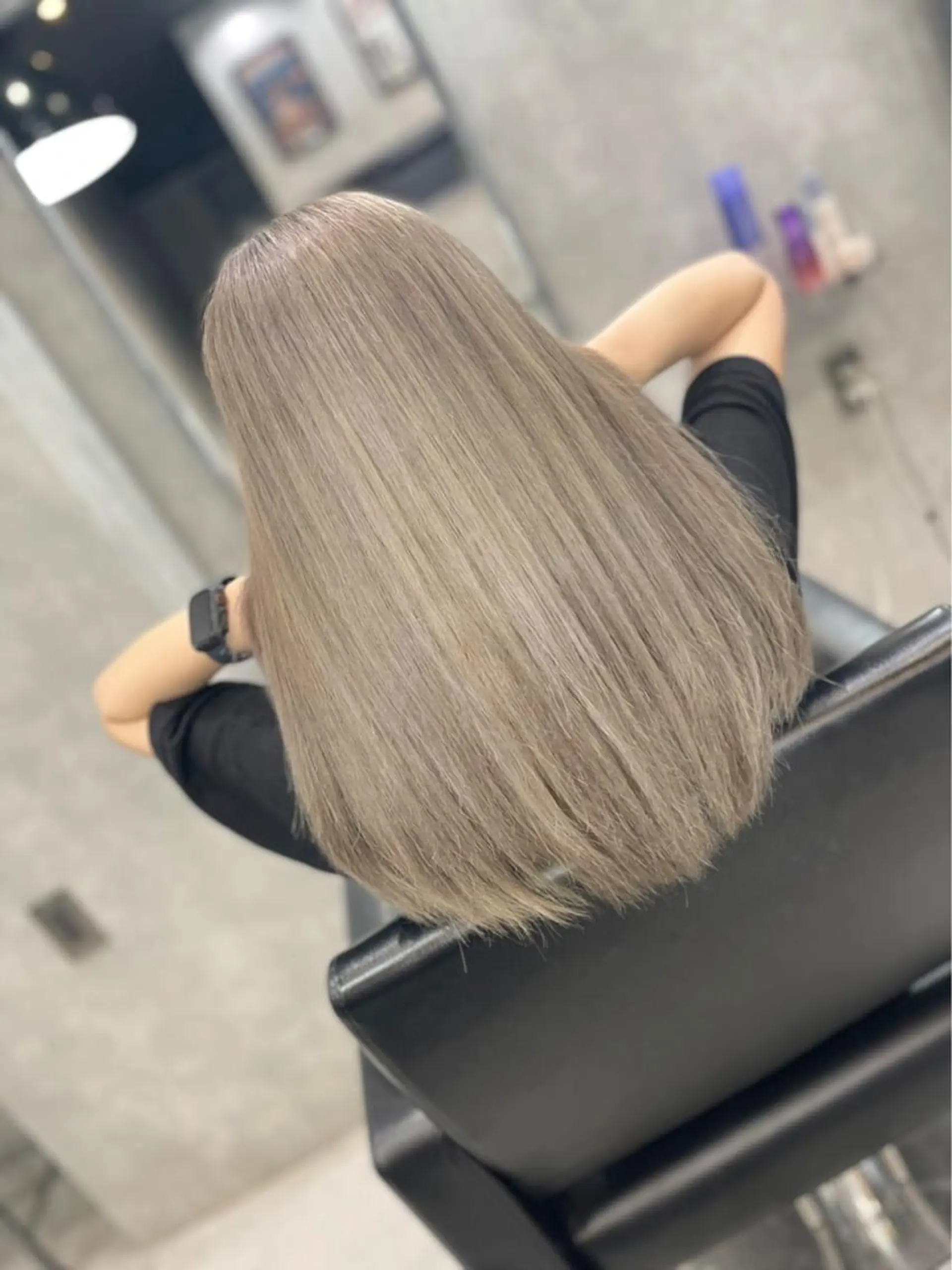 ロング カラー ヘアアレンジ ベージュカラー ブリーチ ケアブリーチ ダブルカラー ミルクティーベージュ VIM hairおもろまち店のヘアスタイル