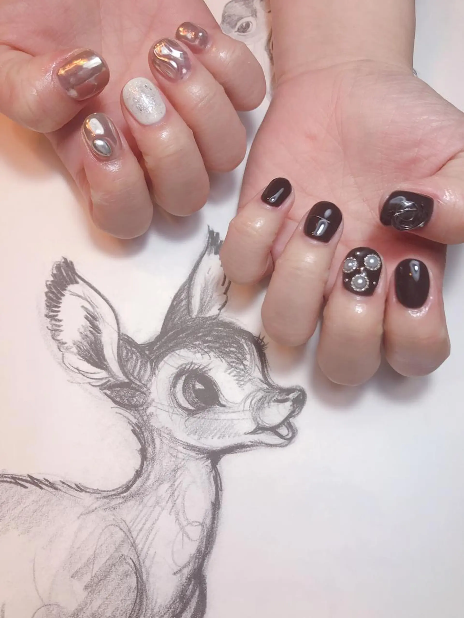 ネイル ミラーネイル ニュアンスネイル owlnail /持込みデザイン専門のネイルデザイン