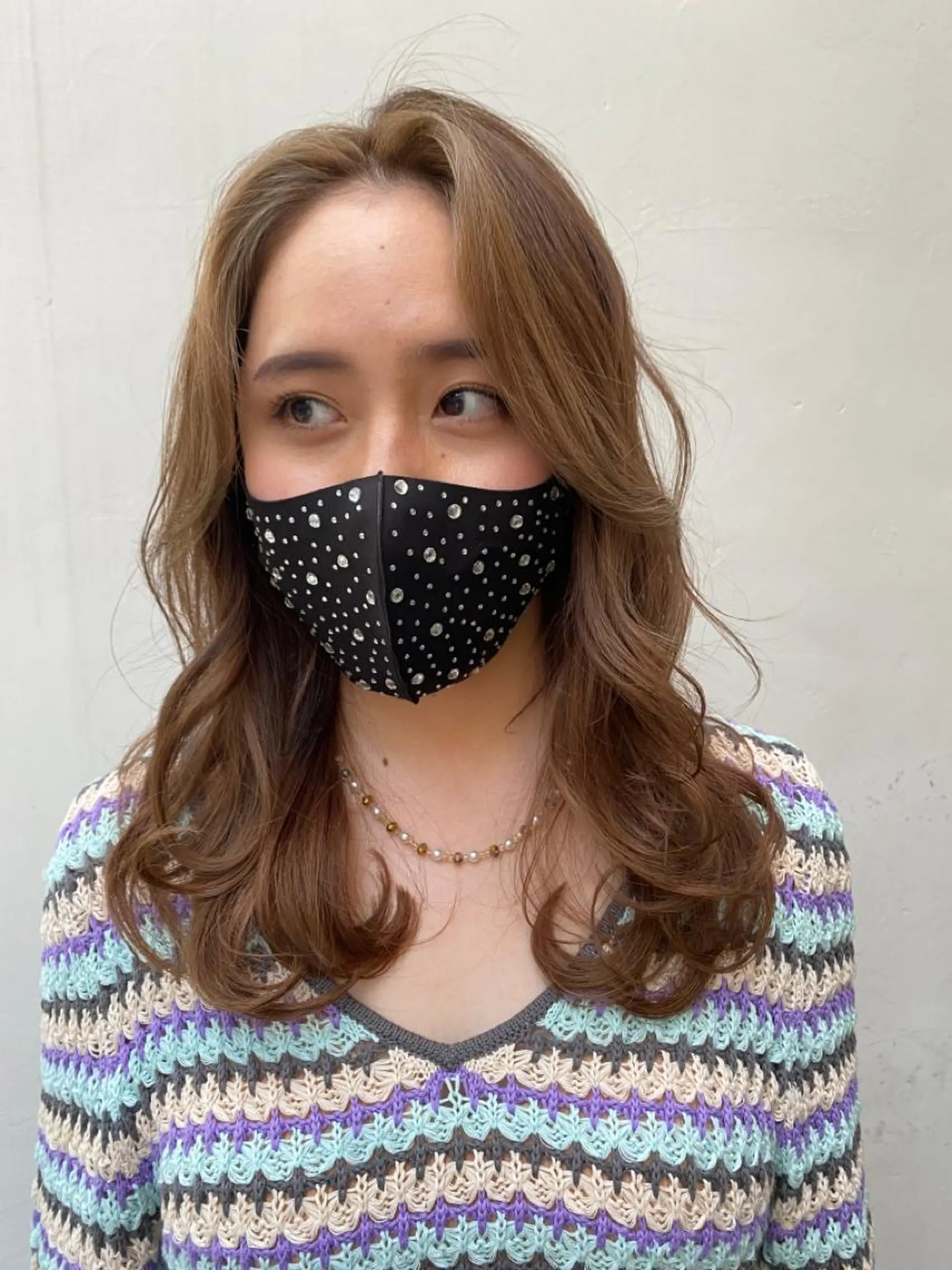 ミディアム カラー ヘアアレンジ ミストバング ブリーチ  フェイスフレーミング ヘアカラー トリートメント ナカジマ ボブ/レイヤーのヘアスタイル