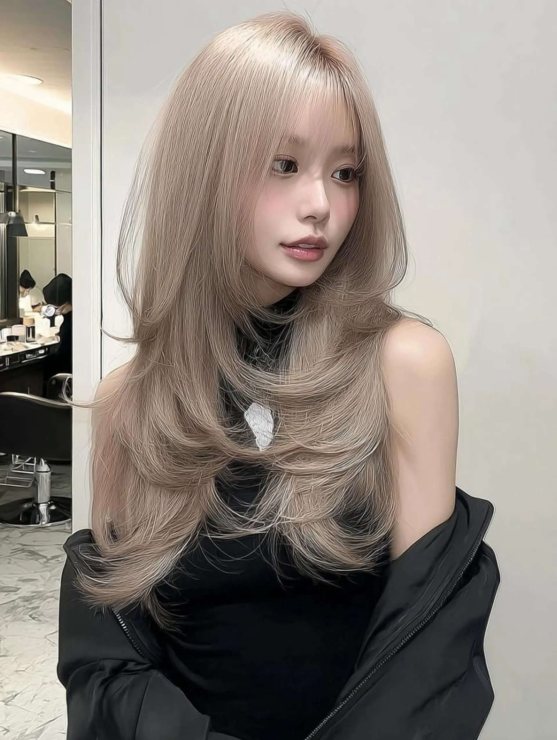 セミロング ボブ 髪質改善 韓国風ヘア レイヤーカット 縮毛矯正 カット ヘアカラー トリートメント 七田 英亮のヘアスタイル