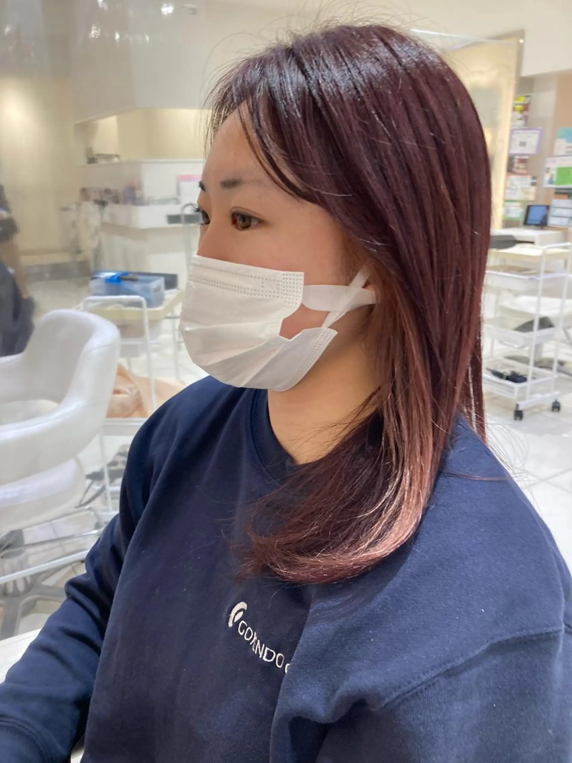 ミディアム カラー ベージュカラー ブリーチ インナーカラー ピンクカラー ピンクベージュ 田中 あかねのヘアスタイル