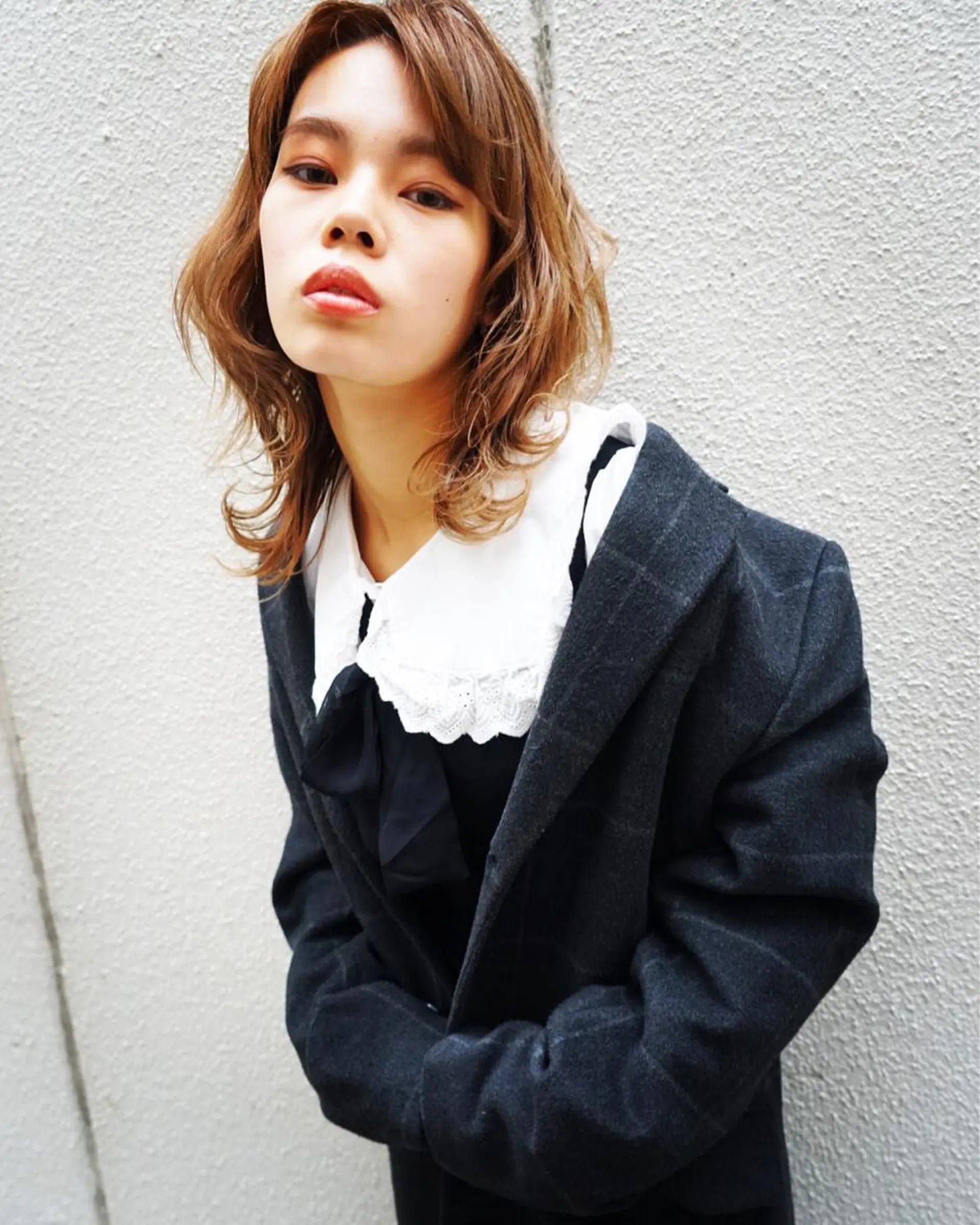ミディアム カット ヘアカラー トリートメント ウルフカット レイヤーカット上柿のヘアスタイル