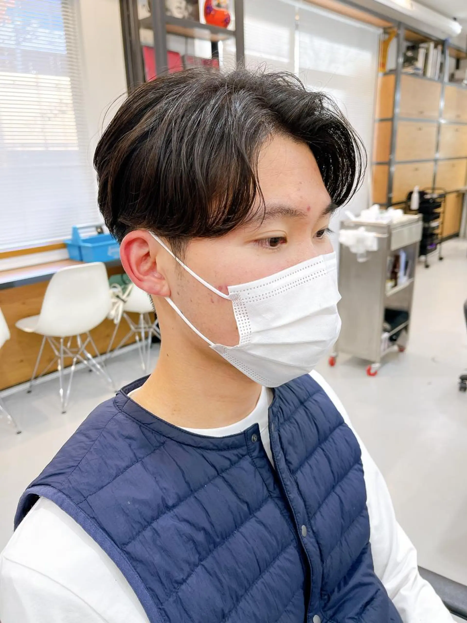 ショート パーマ メンズ センターパート メンズパーマ カット パーマ メンズパーマ タカキリョウのヘアスタイル