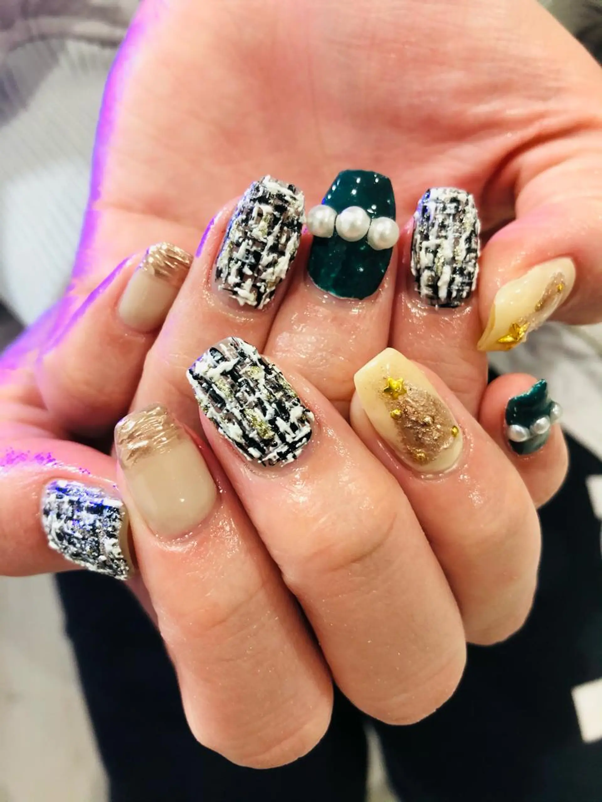 ネイル ニュアンスネイル ツイードネイル 冬ネイル クリスマス H3 hitoのネイルデザイン