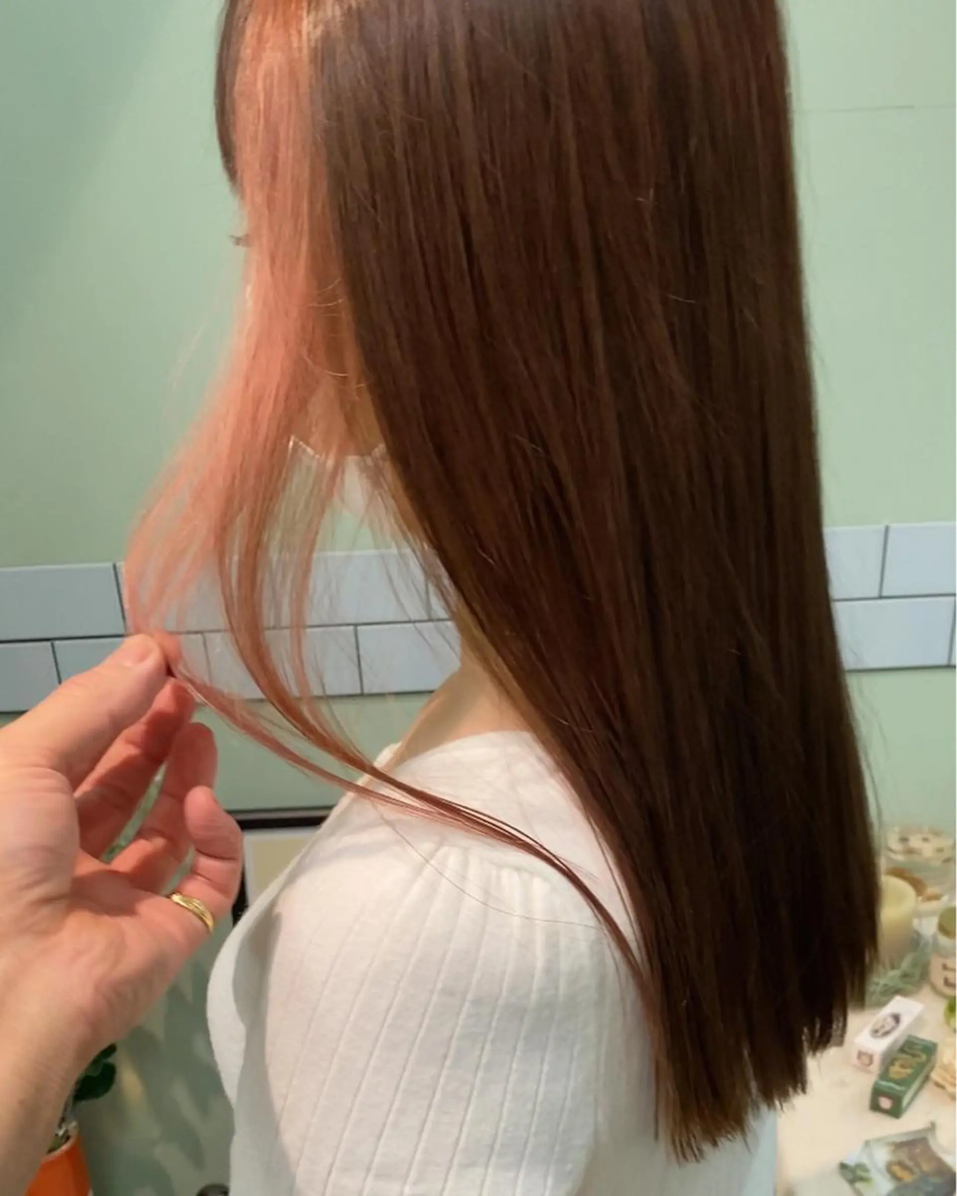 ミディアム カラー ピンクカラー カット ヘアカラー トリートメント 田室 和幸のヘアスタイル