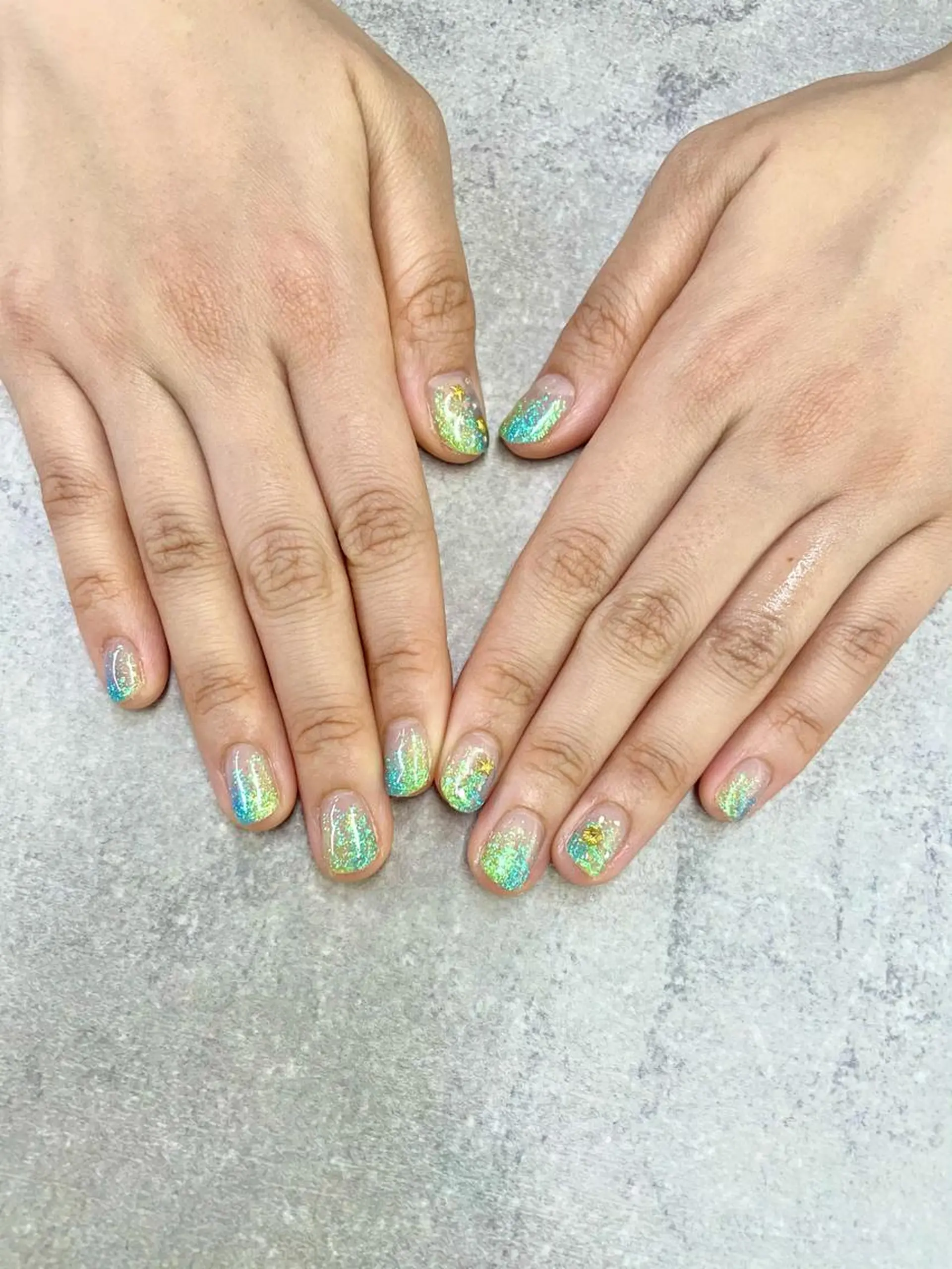ネイル アートネイル イースター フレンチネイル ジェルネイル ガラスフレンチ ハンドネイル .N YUKIのネイルデザイン