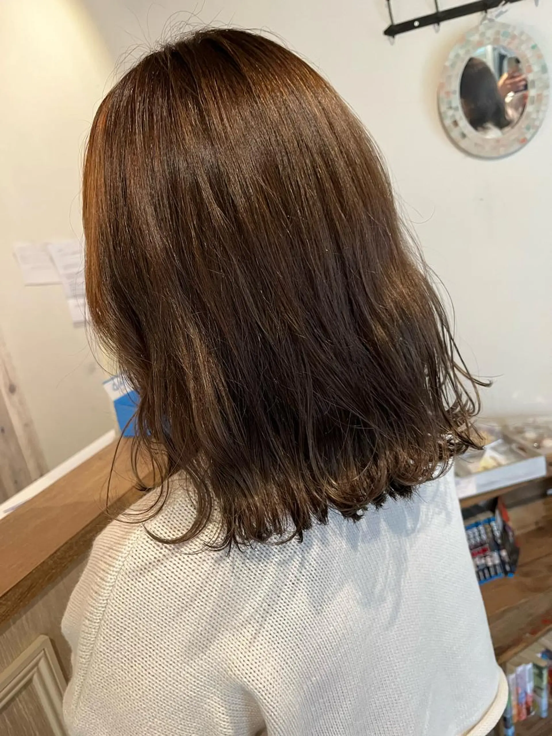 ミディアム カット ヘアカラー トリートメント ボブ/暖色/透明 感カラー/Sachiのヘアスタイル