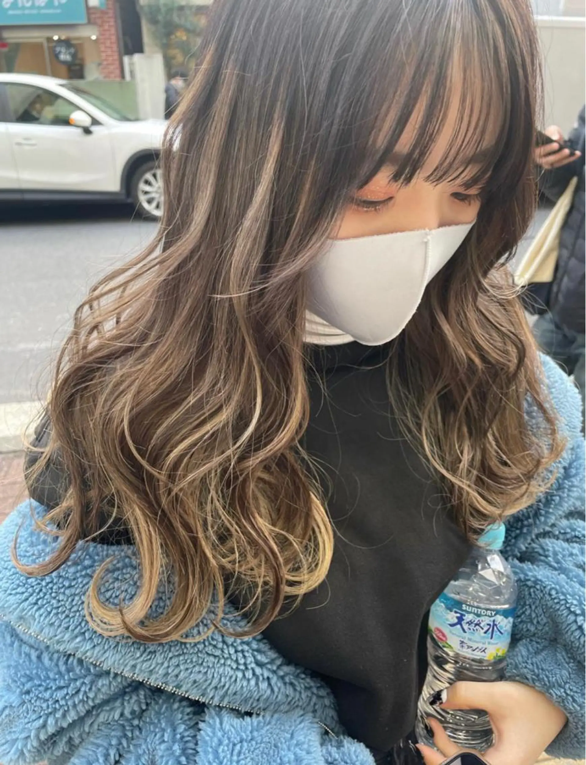 セミロング カラー ハイトーンカラー 学生 韓国レイヤー🇰🇷 🤍🎀honokaのヘアスタイル