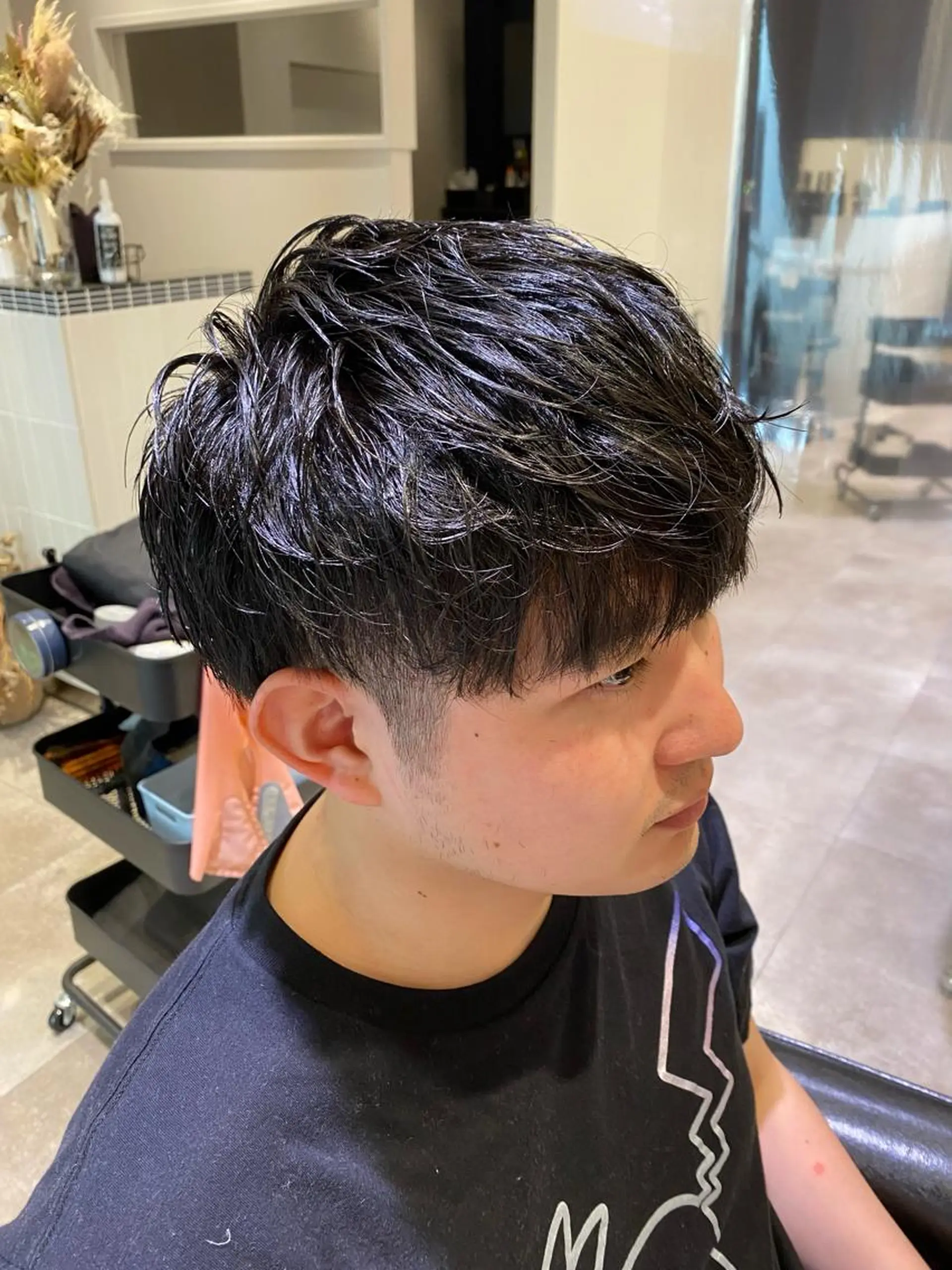 ショート メンズ マッシュ 上石神井メンズパーマ 飯田徹のヘアスタイル