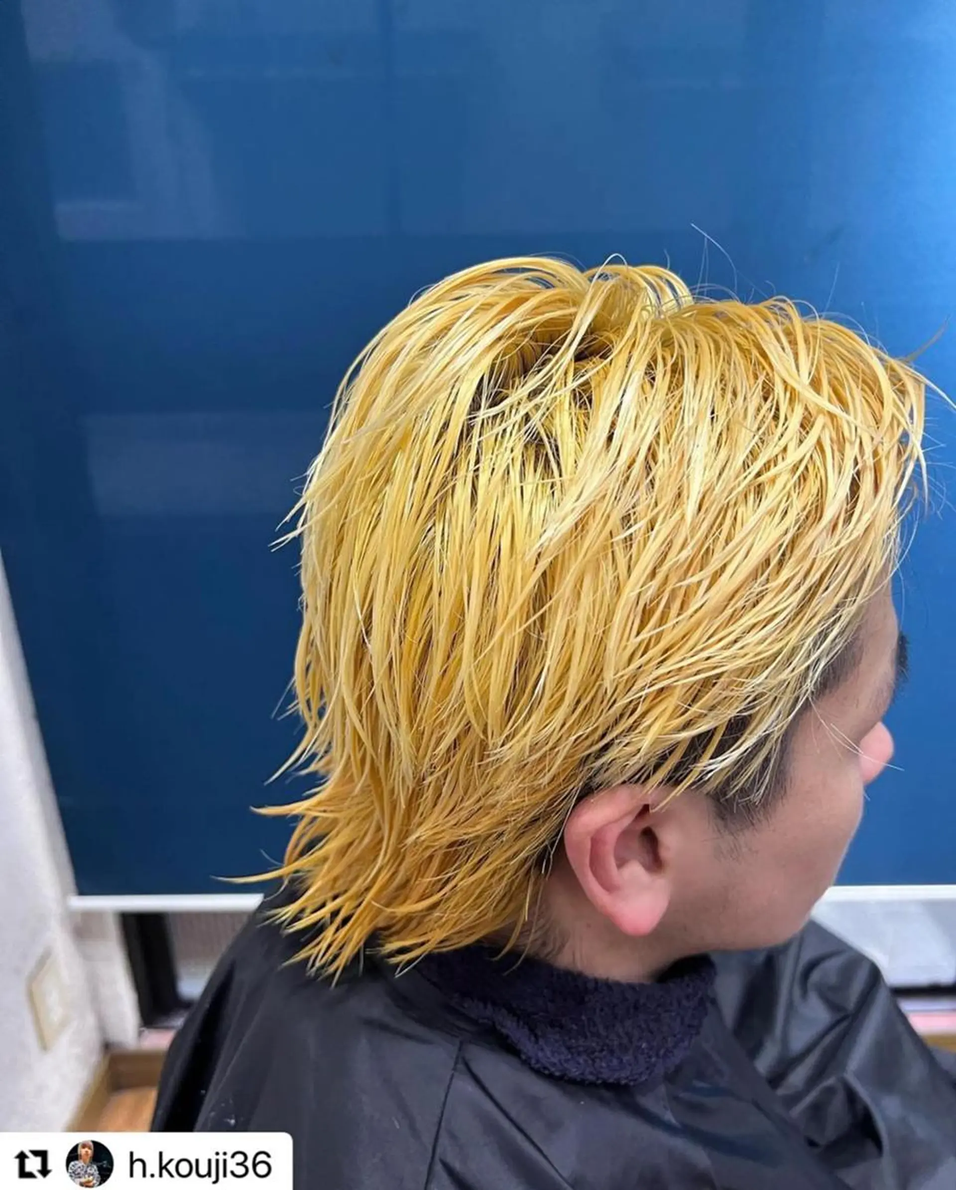 ミディアム カラー メンズ メンズハイトーン マッシュウルフ マッシュ メンズウルフカット ベージュカラー 🩷Eny terrace🩷のヘアスタイル