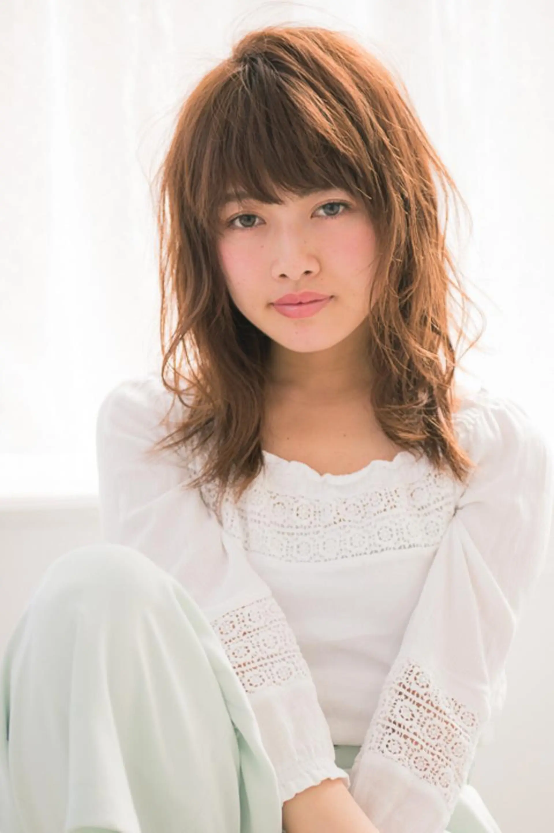 ミディアム カラー パーマ 笠谷 正之のヘアスタイル