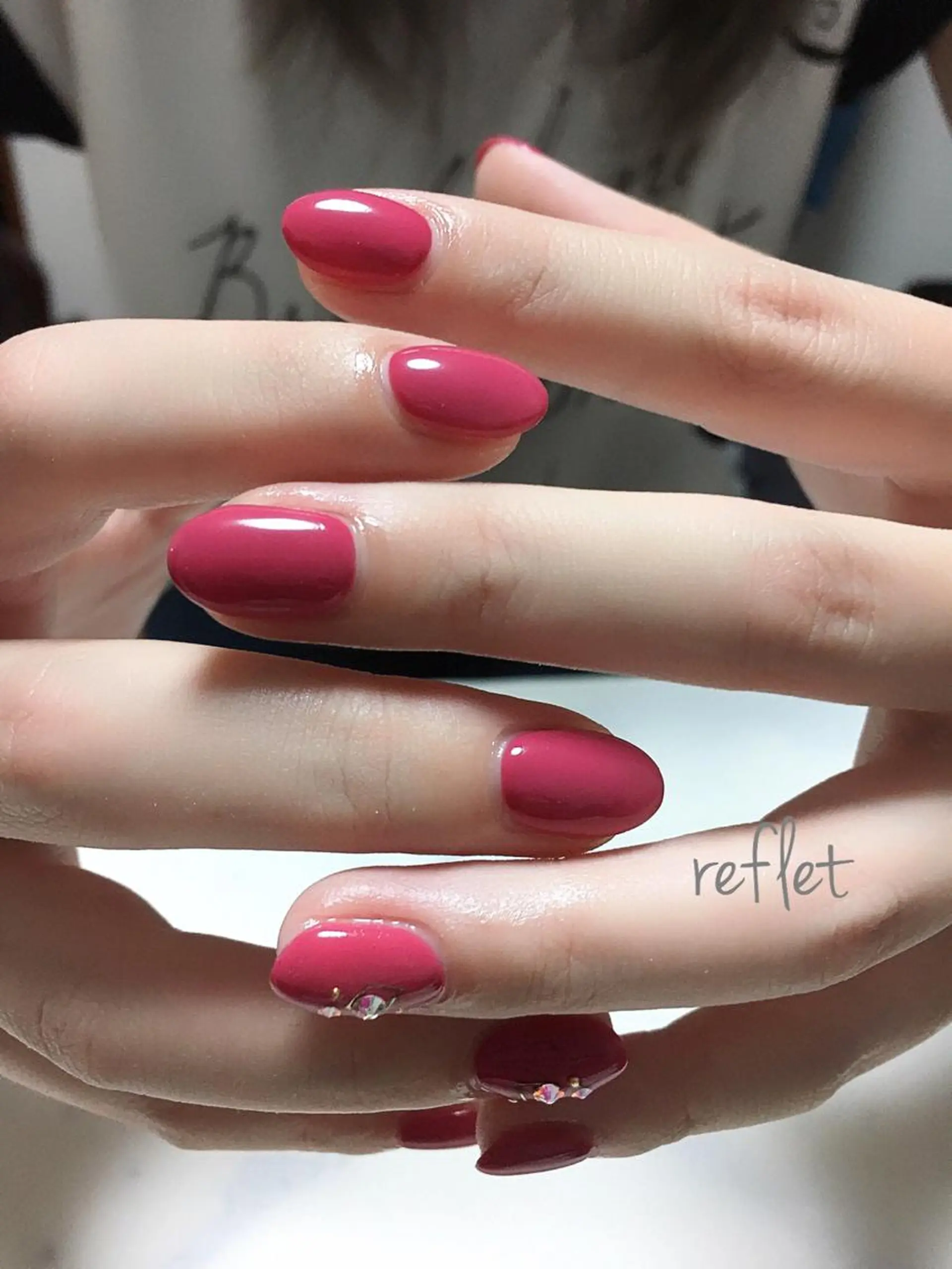 ネイル ワンカラーネイル ピンク パープル ハンドネイル reflet nailのネイルデザイン