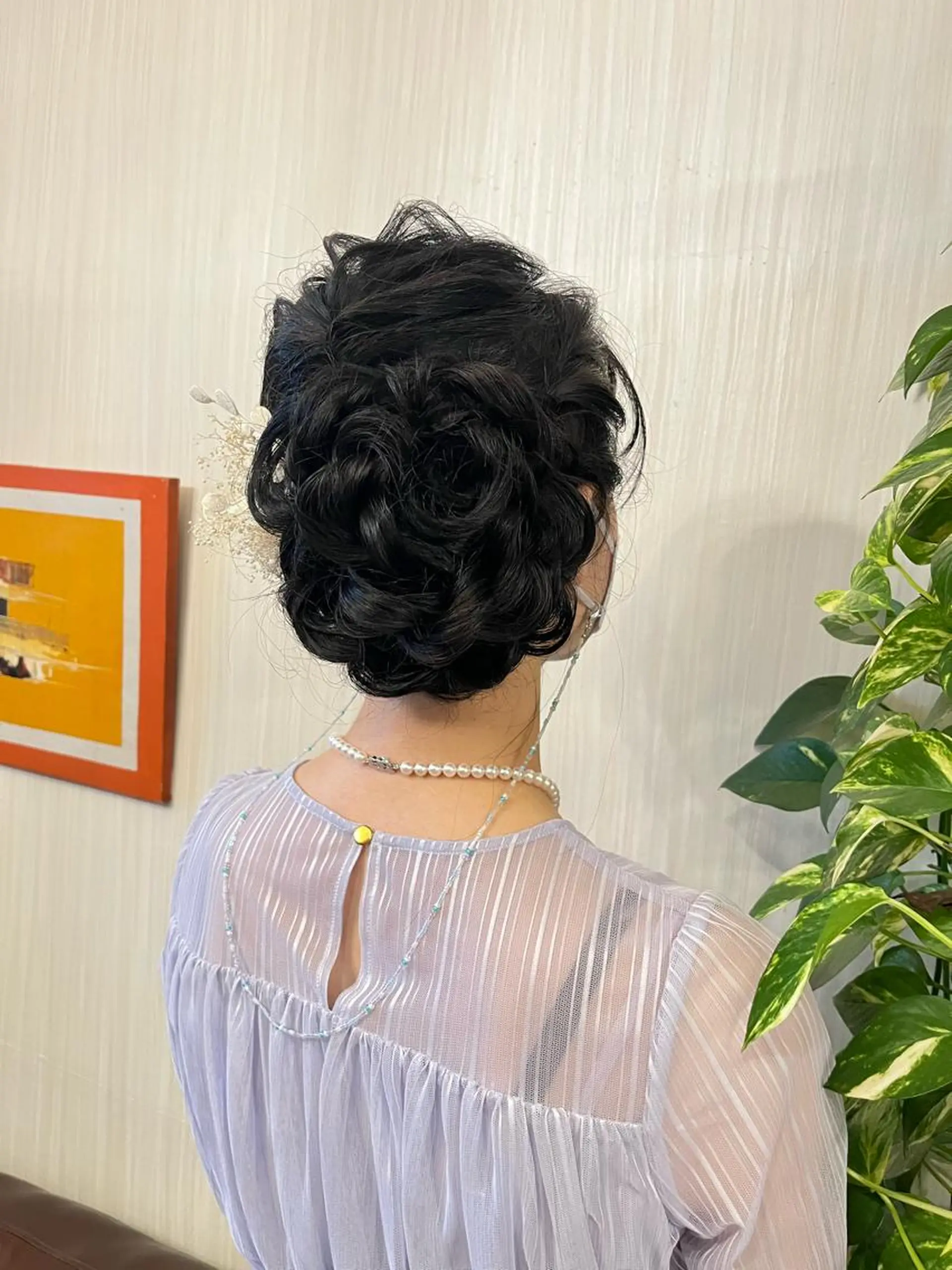 セミロング ヘアアレンジ 結婚式・ブライダル ヘアセット きむえり/髪質改善 /うねり広がり改善のヘアスタイル