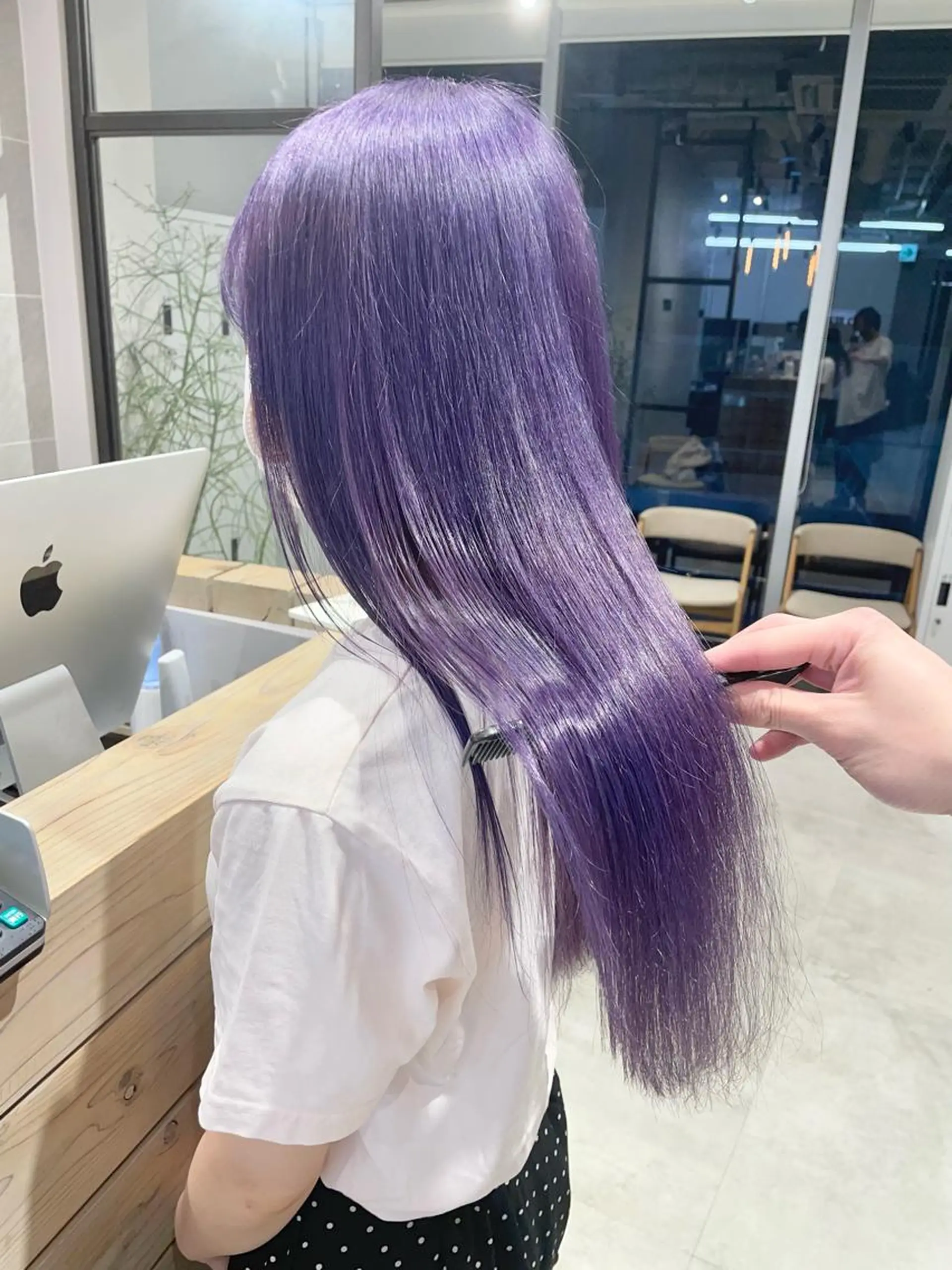 ロング カラー パープルカラー ハイトーン×レイヤー ／遠藤将太のヘアスタイル