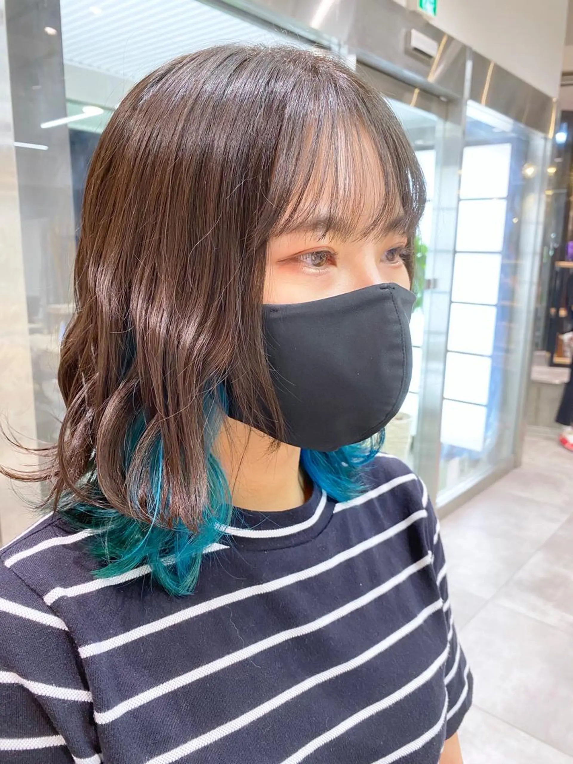 ミディアム カラー ブルーカラー イヤリングカラー インナーカラー ヘアカラー トリートメント ブリーチ/髪質改善 🍀MASAKiのヘアスタイル