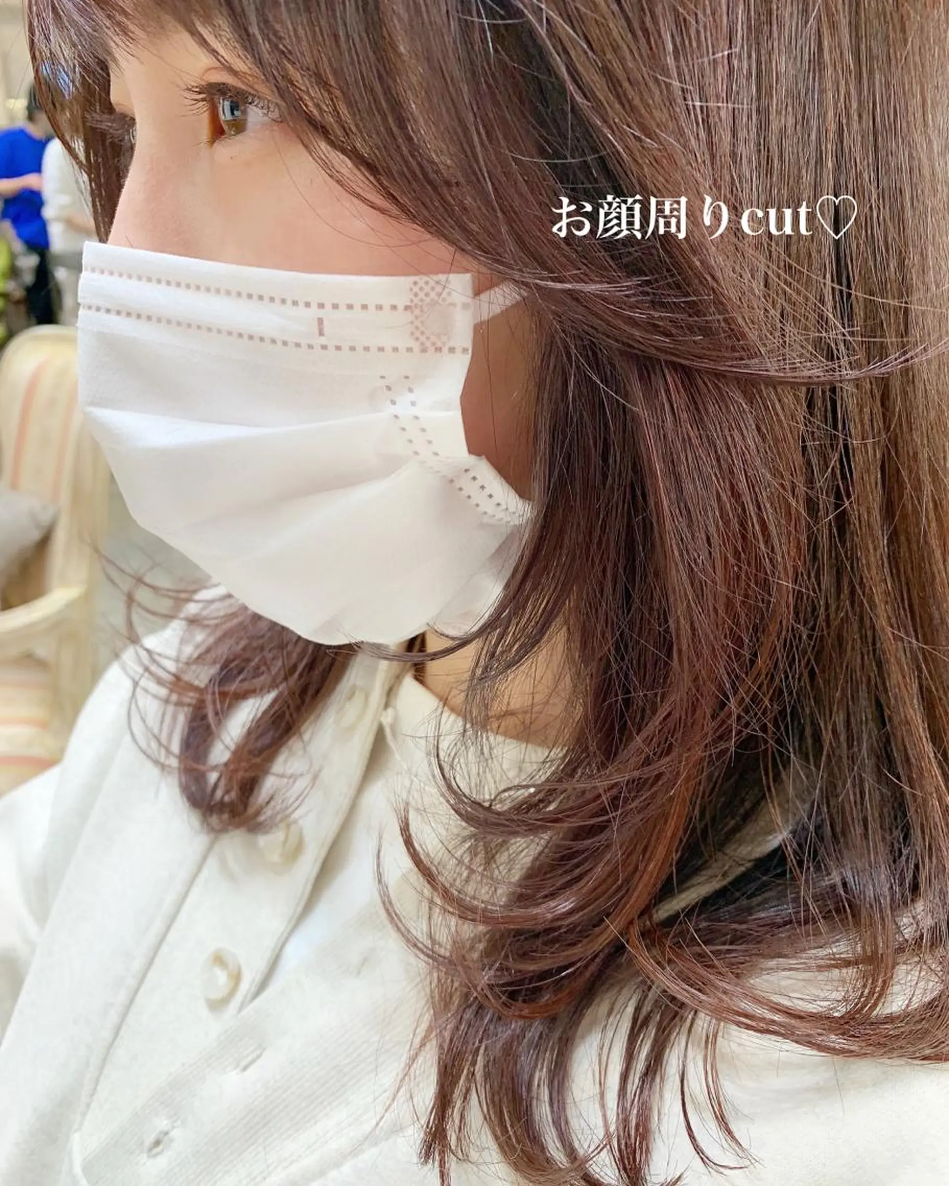 ミディアム カラー ベージュカラー ピンクカラー ピンクベージュ 顔周りカット HARUKA ♡モデル募集中♡のヘアスタイル