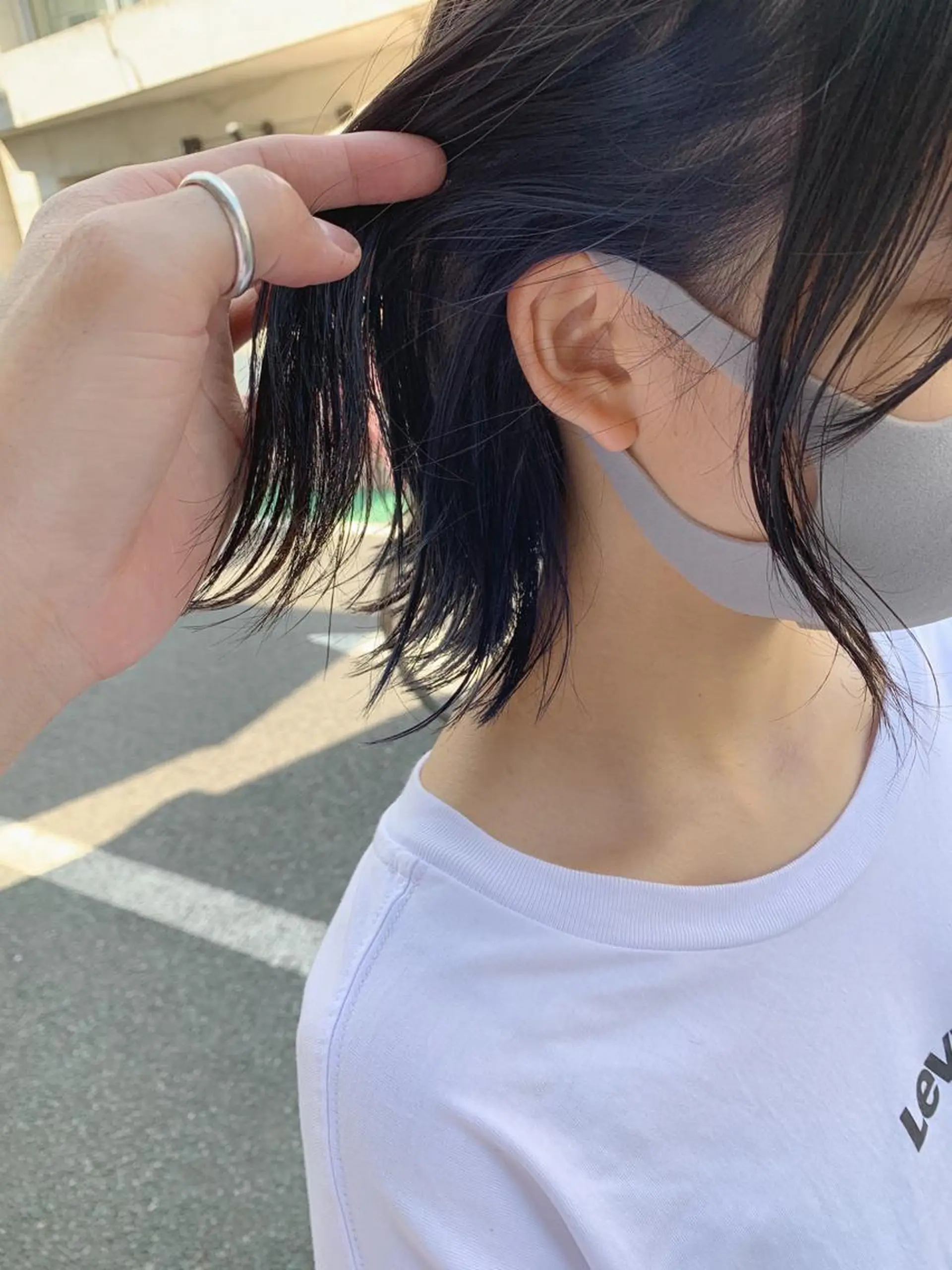 ショート カラー パーマ ヘアアレンジ メンズ ネイビーカラー ヘアカラー トリートメント パーマ/透明感カラー /ボブ/吉田一生のヘアスタイル