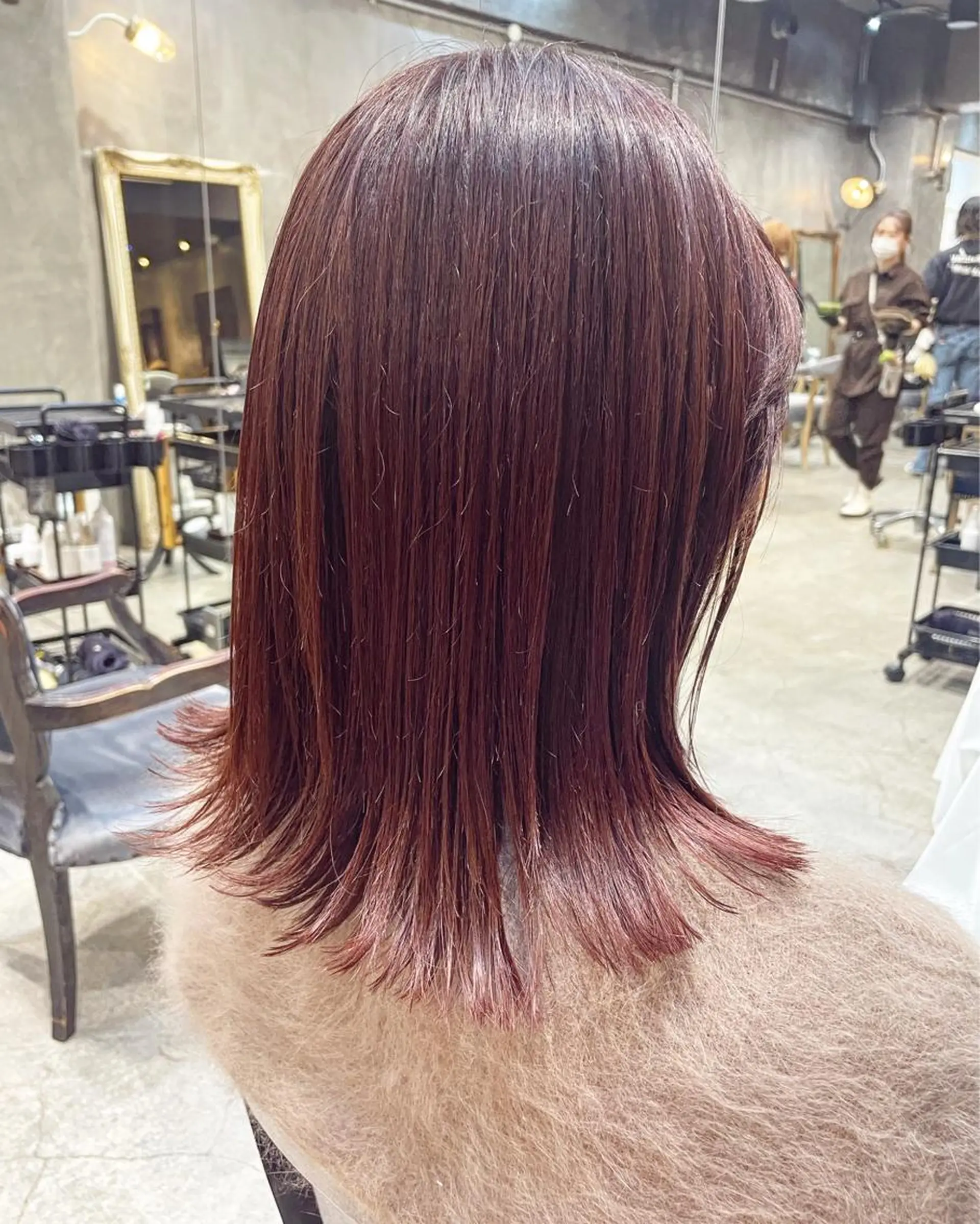 ミディアム カラー ヘアアレンジ ブリーチ ブリーチなしカラー カット トリートメント 髪質改善カラー&TR 縮毛矯正/弱酸性矯正のヘアスタイル