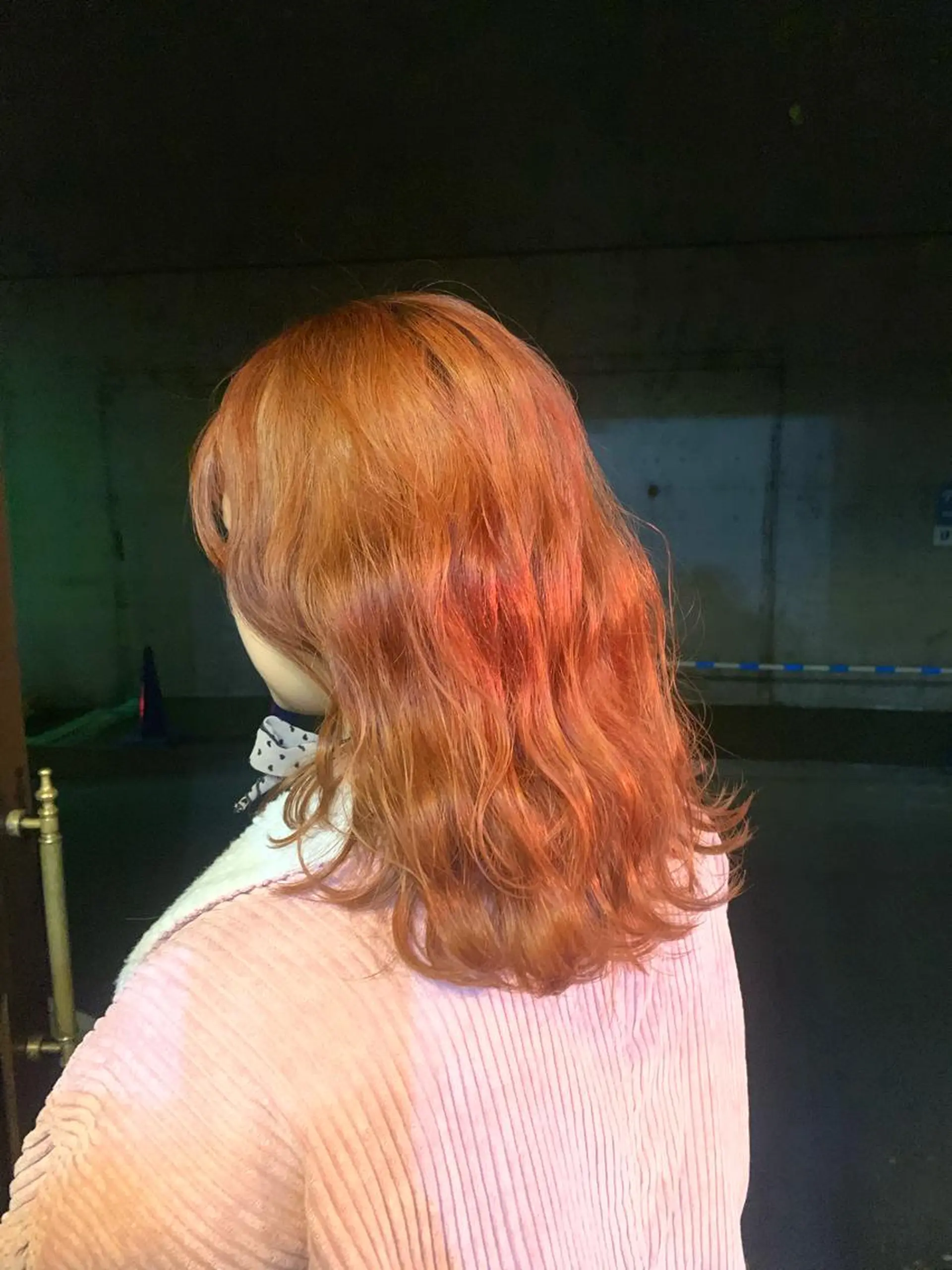 ミディアム カラー オレンジ 色落ちまでキレイに！ ！女性サロンのヘアスタイル