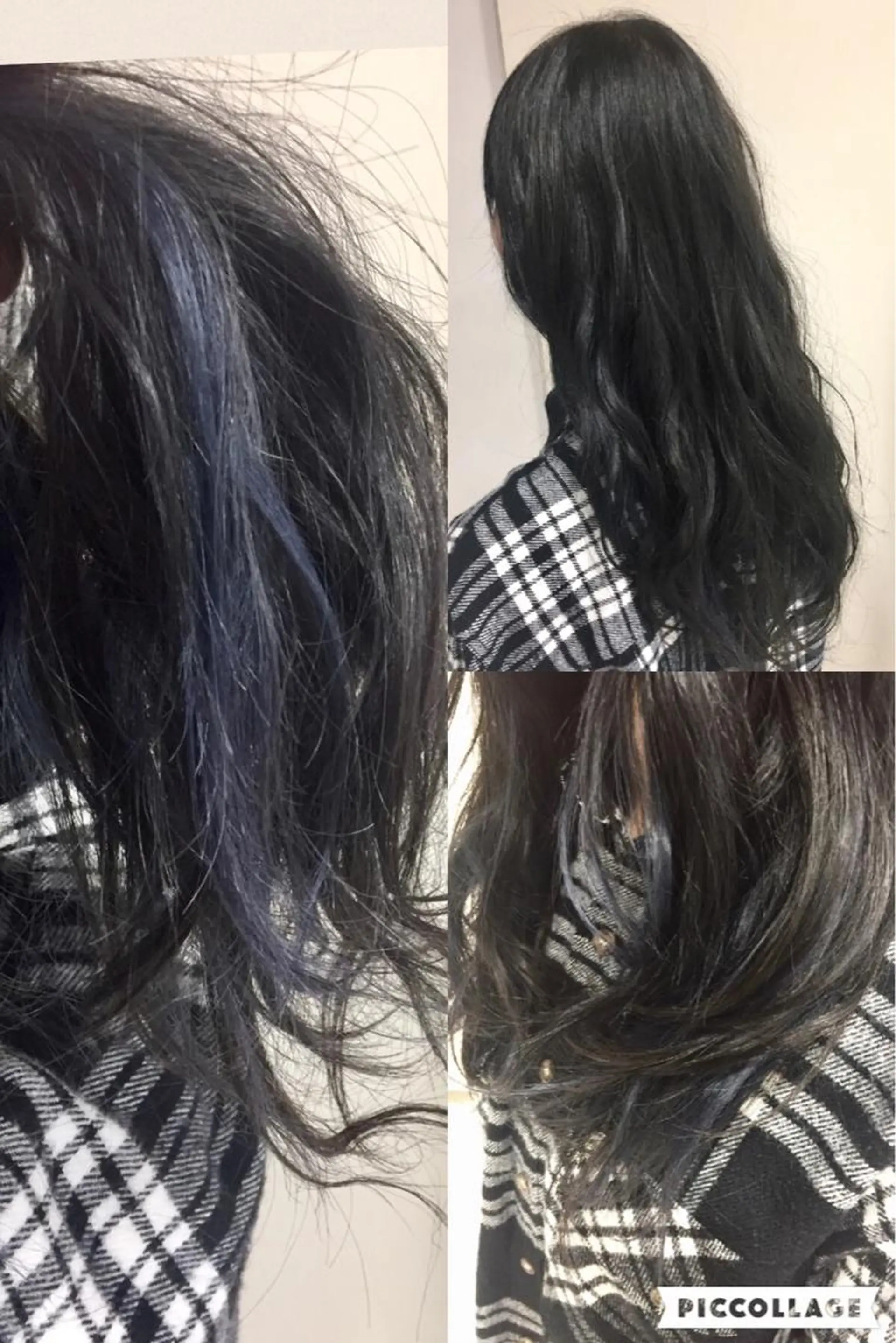 ロング カラー ブルーカラー グレージュ インナーカラー ネイビーカラー 岩崎 裕司のヘアスタイル
