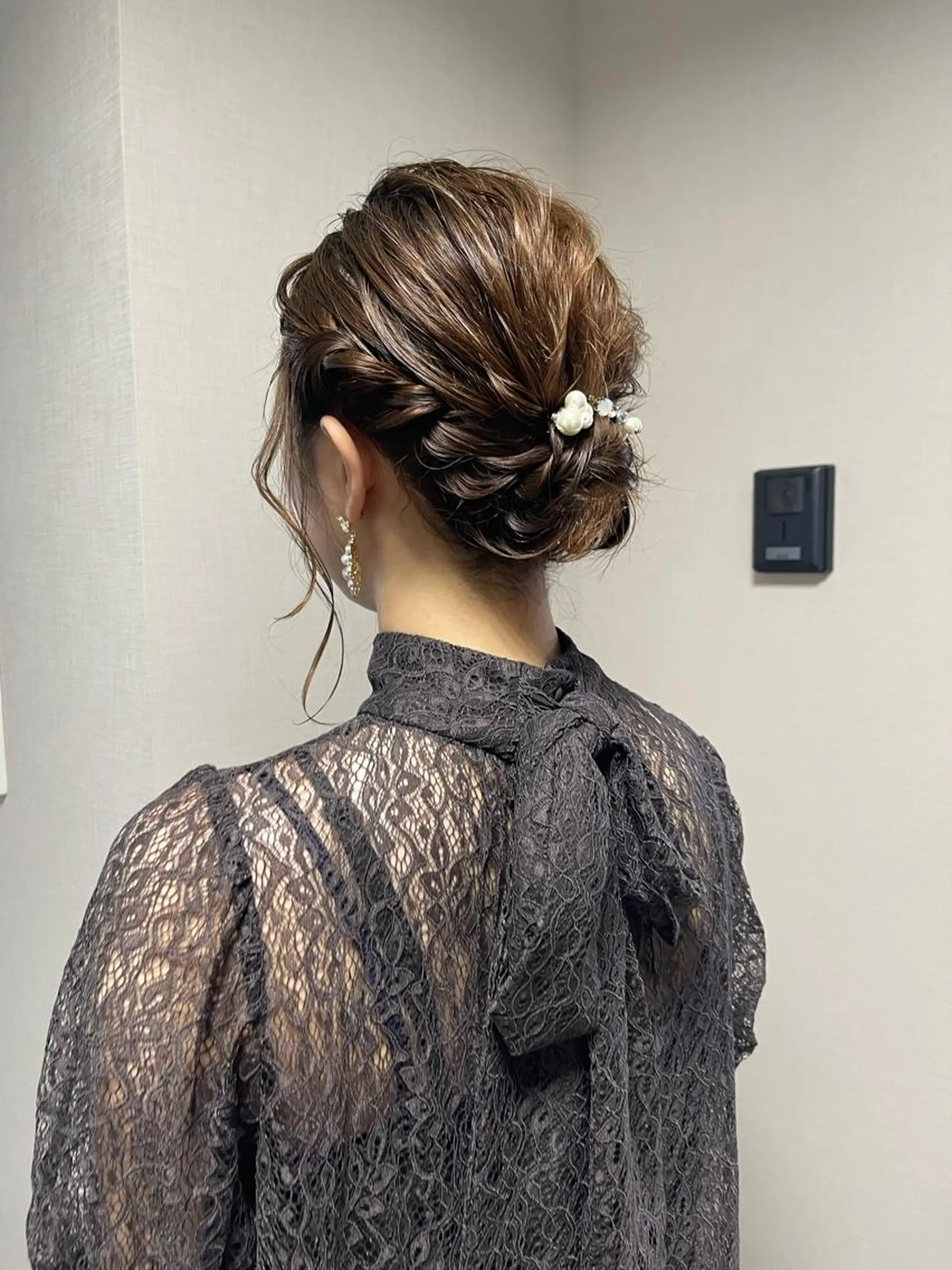 ミディアム カラー ヘアアレンジ 結婚式・ブライダル ボブ ヘアセット 松井那津子 /ハイライトブリーチのヘアスタイル