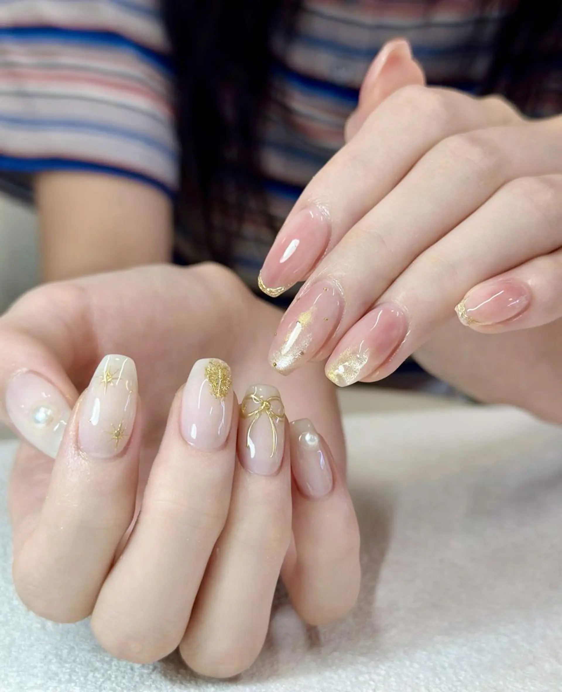 ネイル オーロラネイル ブルー チークネイル フットネイル フレンチネイル ハンドネイル Haru Kaori 渋谷のネイルデザイン