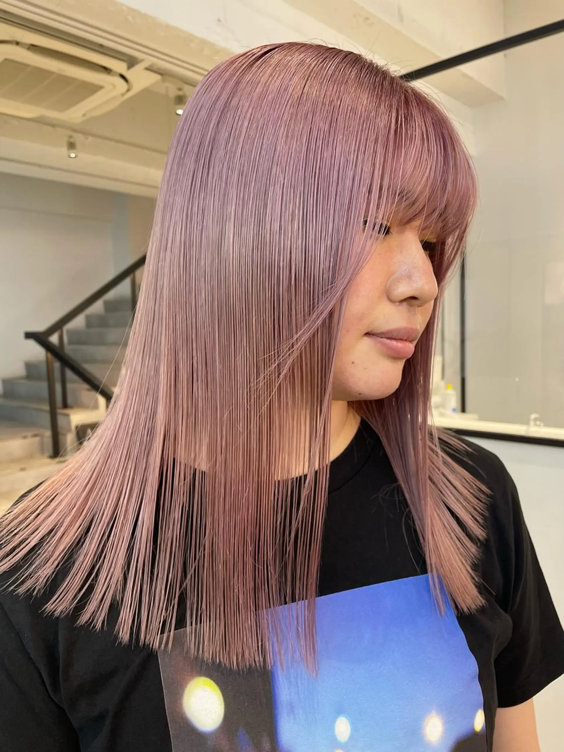 セミロング カラー ピンクカラー パープルカラー メンズパーマ/ メッシュ📍ﾕﾘのヘアスタイル