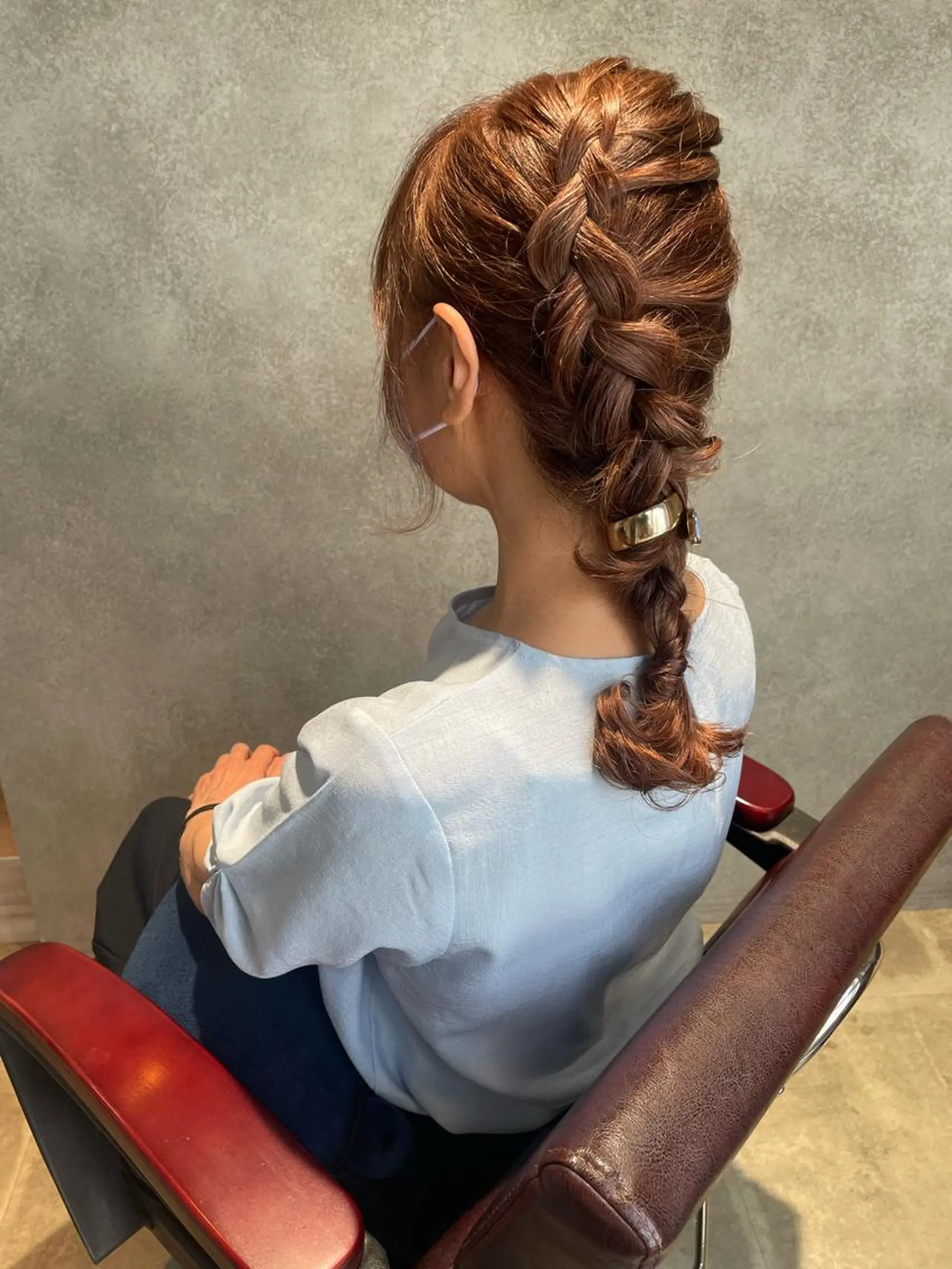 ロング ヘアアレンジ ヘアセット 髪質改善✨透明感カラ ー🌈シエルブルーのヘアスタイル