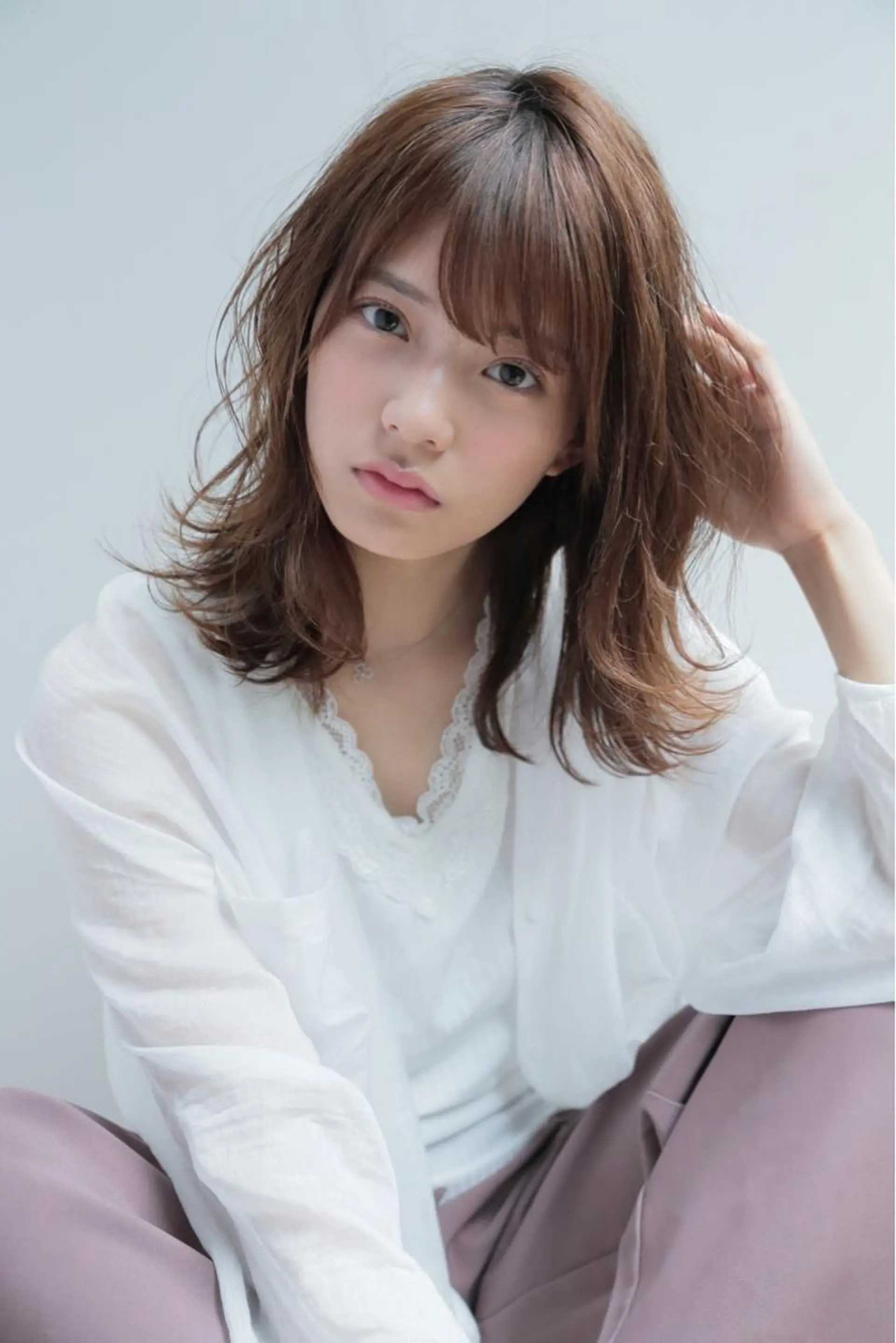 ミディアム カラー レイヤー/韓国/ボブ 縮毛矯正/畠中ケントのヘアスタイル