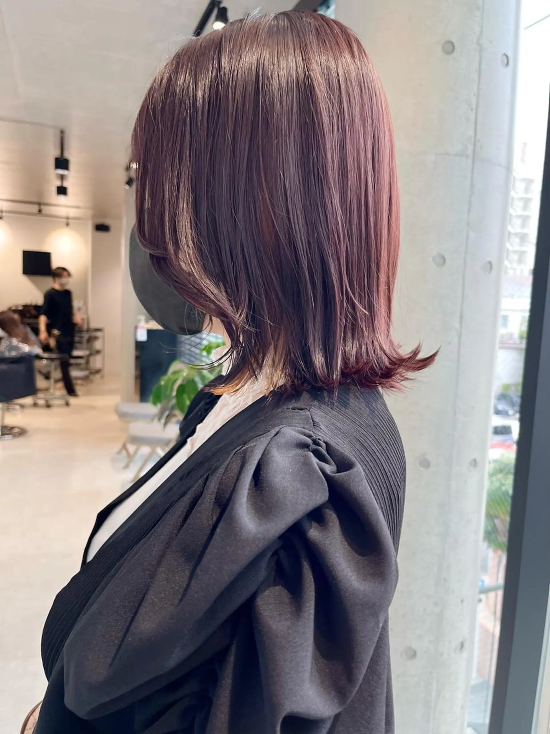 ミディアム カラー カット ヘアカラー トリートメント ヘッドスパ ヘアセット 透明感/オリーブ/ グレージュ/YUKAのヘアスタイル