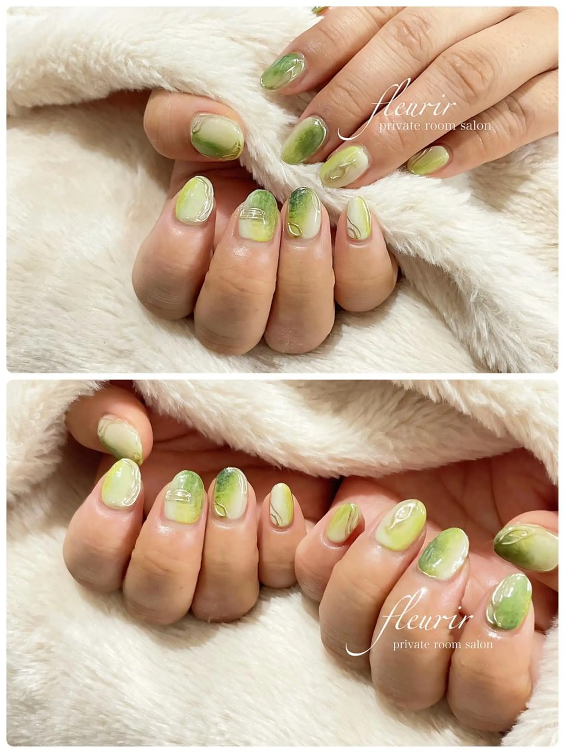 ネイル アートネイル ミラーネイル ニュアンスネイル フルリール 【プライベートサロンのネイルデザイン