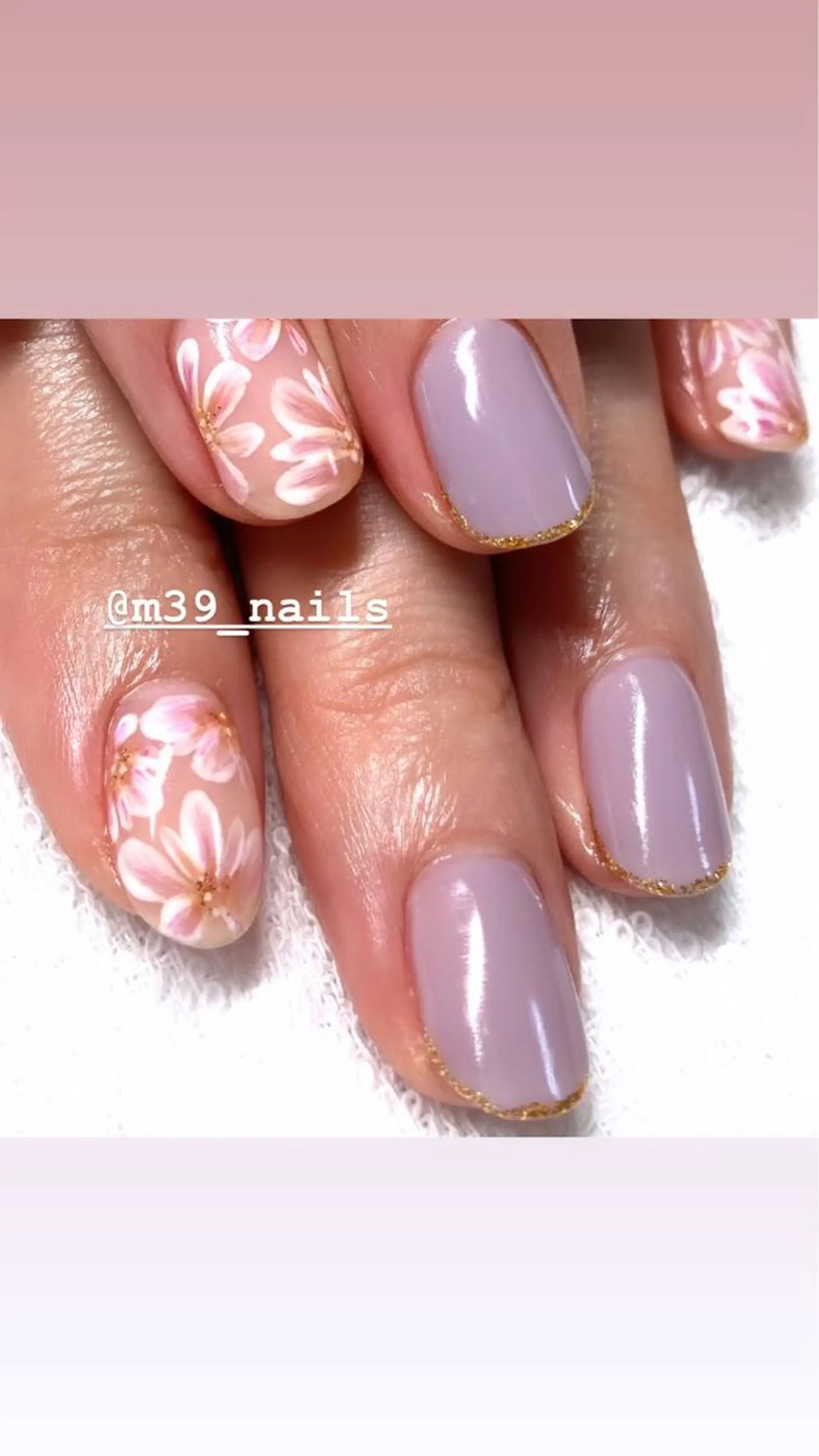 ネイル フラワーネイル フレンチネイル ラメ(グリッター) 39-nails EharaMikuのネイルデザイン