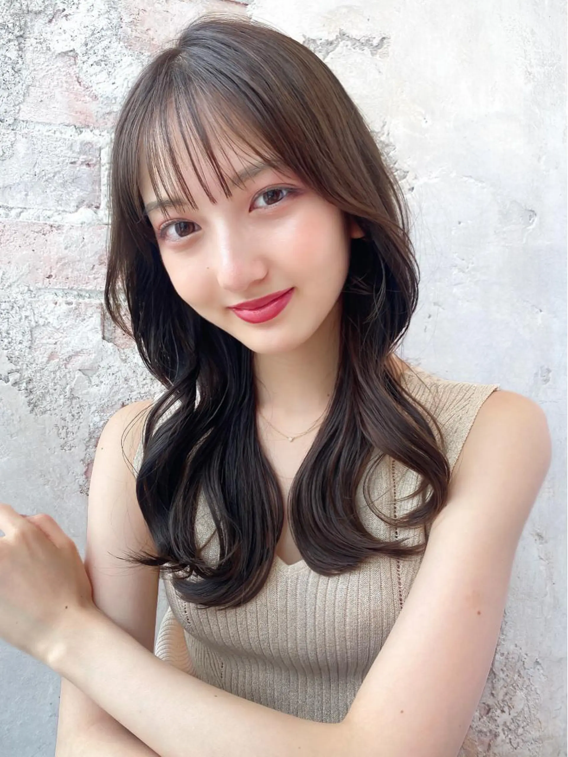 セミロング カラー ベージュカラー ブラウンカラー ブラウンベージュ くびれヘア 顔周りカット 顔周り/くびれヘア 韓国ヘア💕風間るなのヘアスタイル