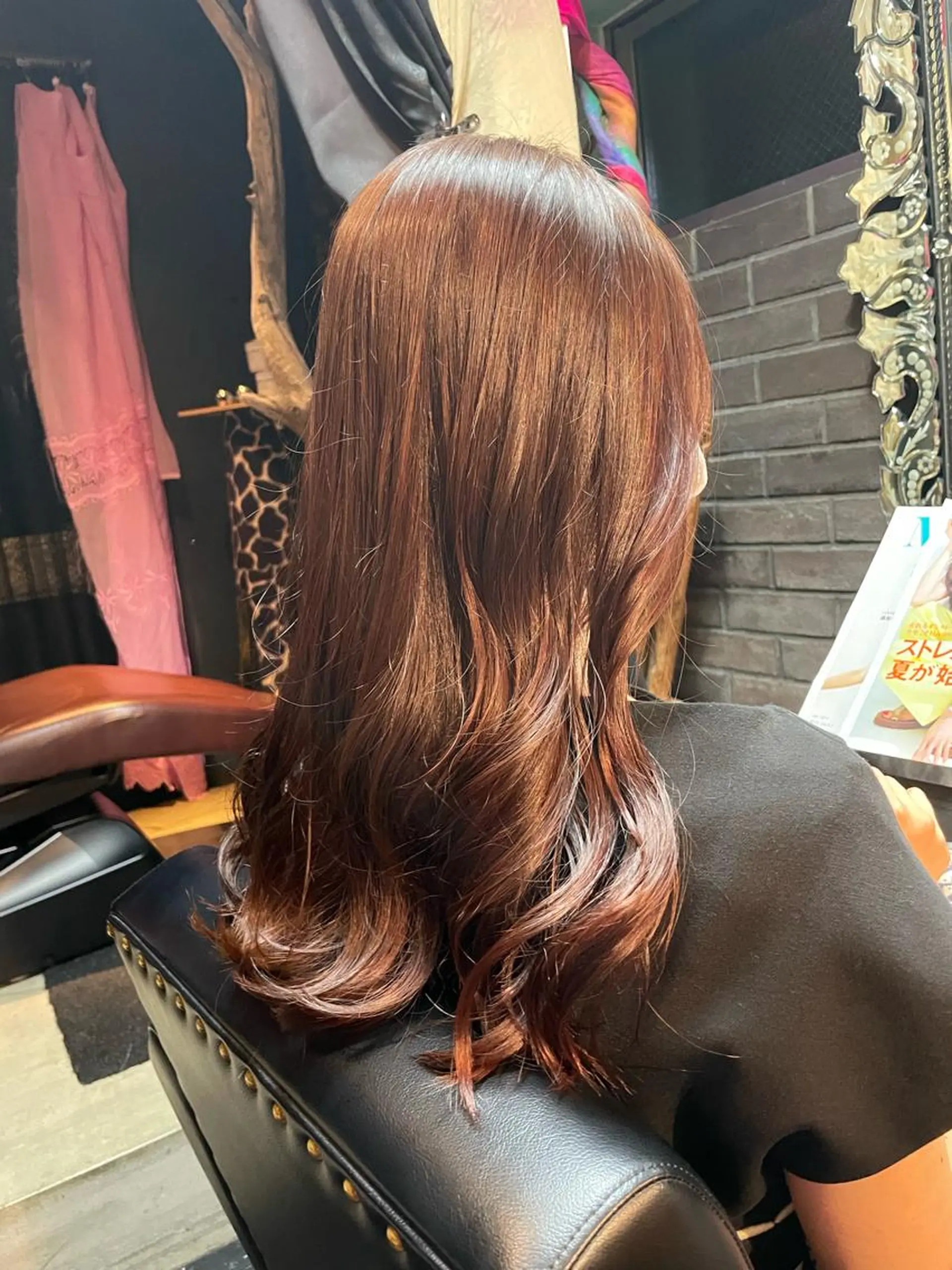 セミロング ピンクブラウン ヘアカラー 五十嵐 舞のヘアスタイル