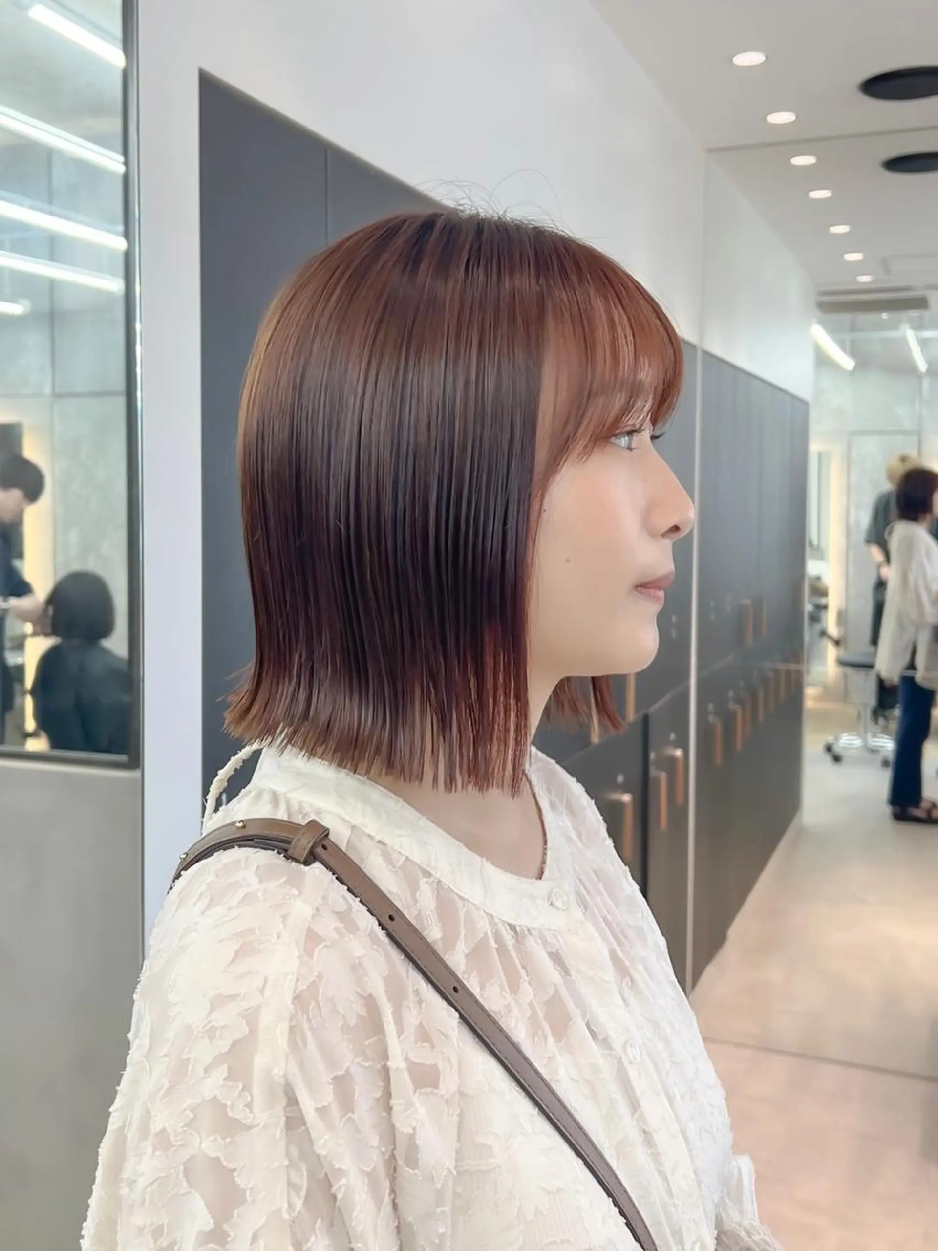 ミディアム カット ヘアカラー トリートメント ボブ/縮毛矯正 髪質改善/もえるのヘアスタイル