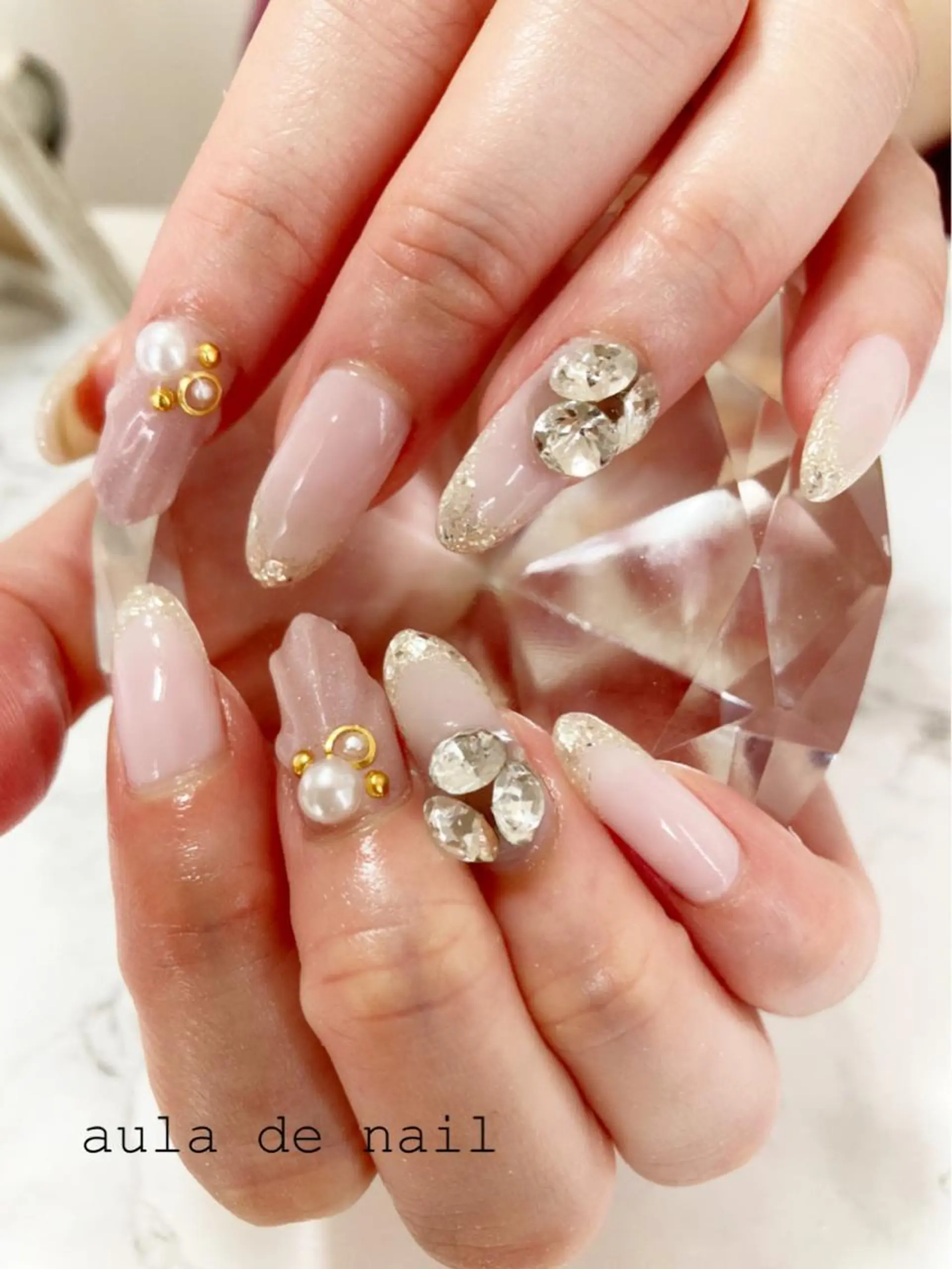 カラー ネイル フレンチネイル ガラスフレンチ ハンドネイル auladenail アウラデネイルのネイルデザイン