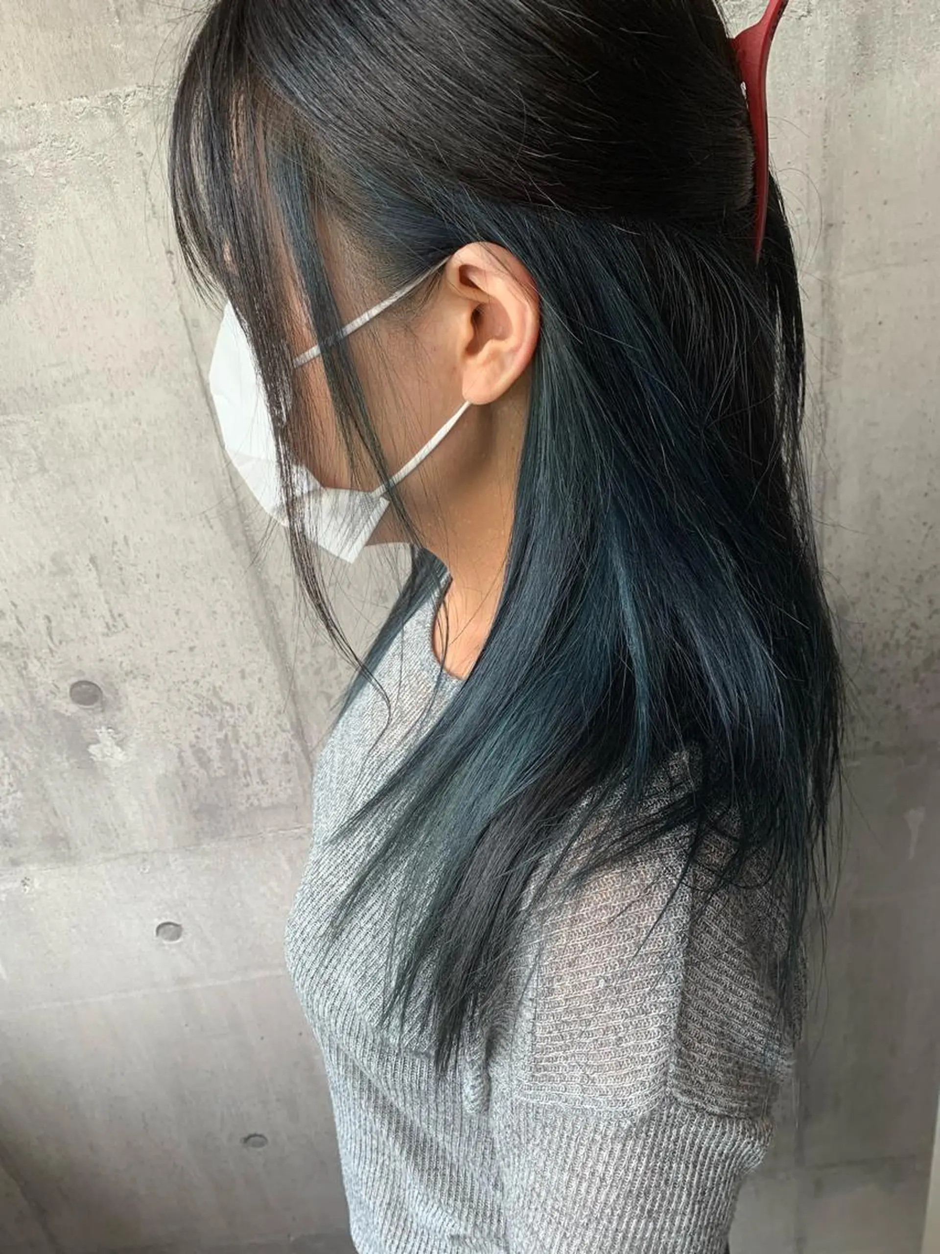 ロング カラー ブルーカラー インナーカラー mimiiy梅田 中崎町ハイトーンのヘアスタイル