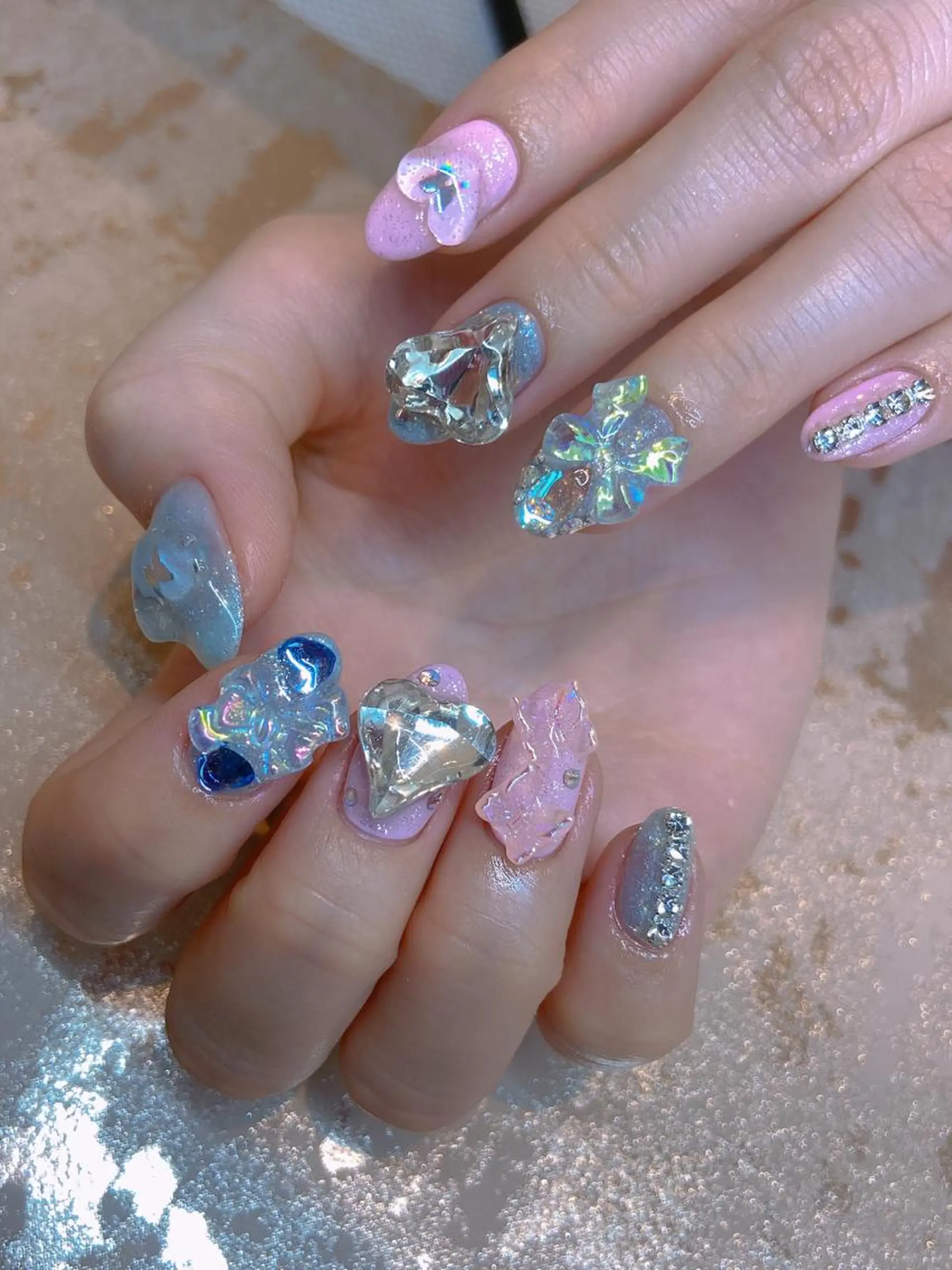 ネイル ストーンネイル 長さだし専門店 M2　rikaのネイルデザイン