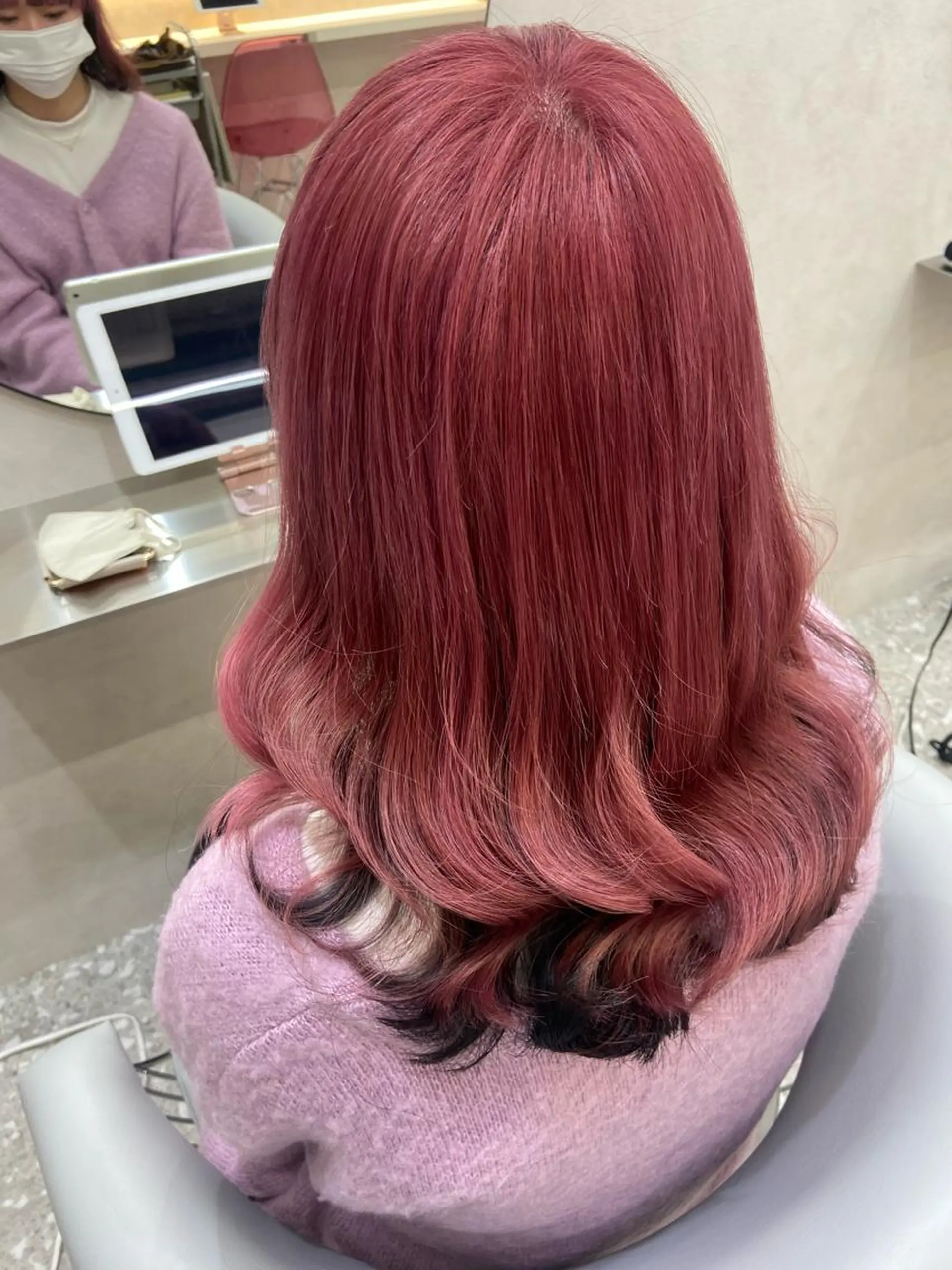 ミディアム カラー 黒髪 ブリーチ ケアブリーチ デザインカラー ダブルカラー カット ヘアカラー トリートメント 新宿/韓国ヘア 中明度カラー/かやのヘアスタイル