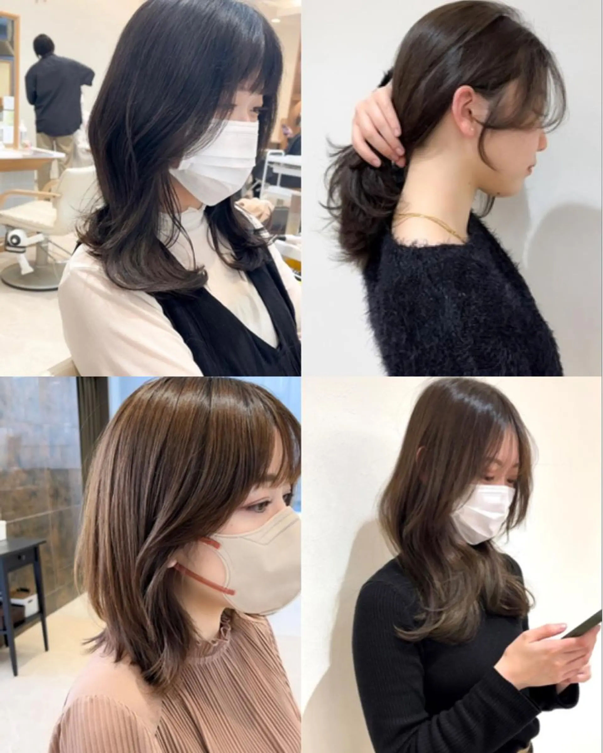ミディアム カラー 顔周りカット カット ヘアカラー トリートメント ミタニ/髪質改善 /レイヤーカットのヘアスタイル