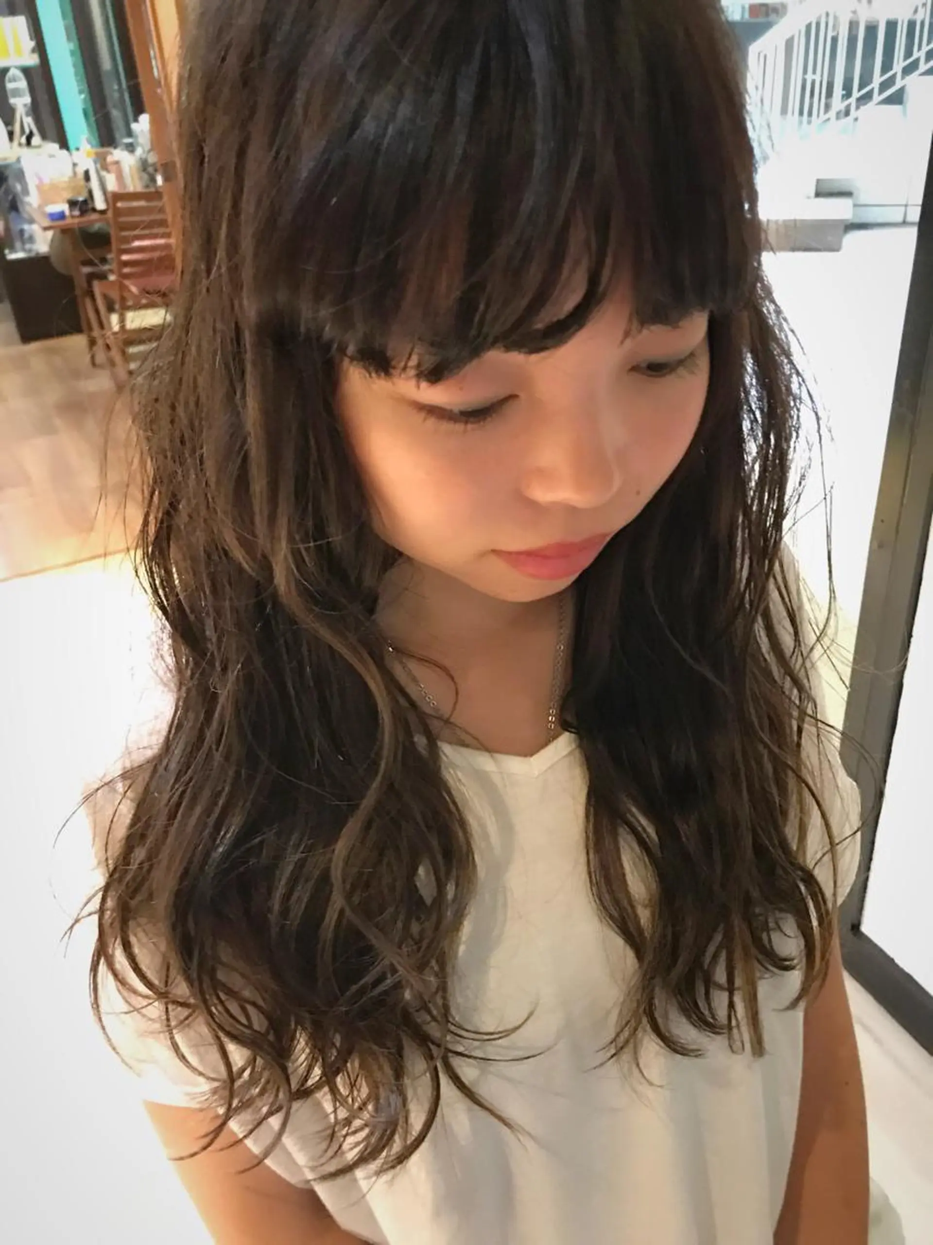 ロング カラー グレージュ ハイライトカラー ハイライト 松村 崇弘のヘアスタイル