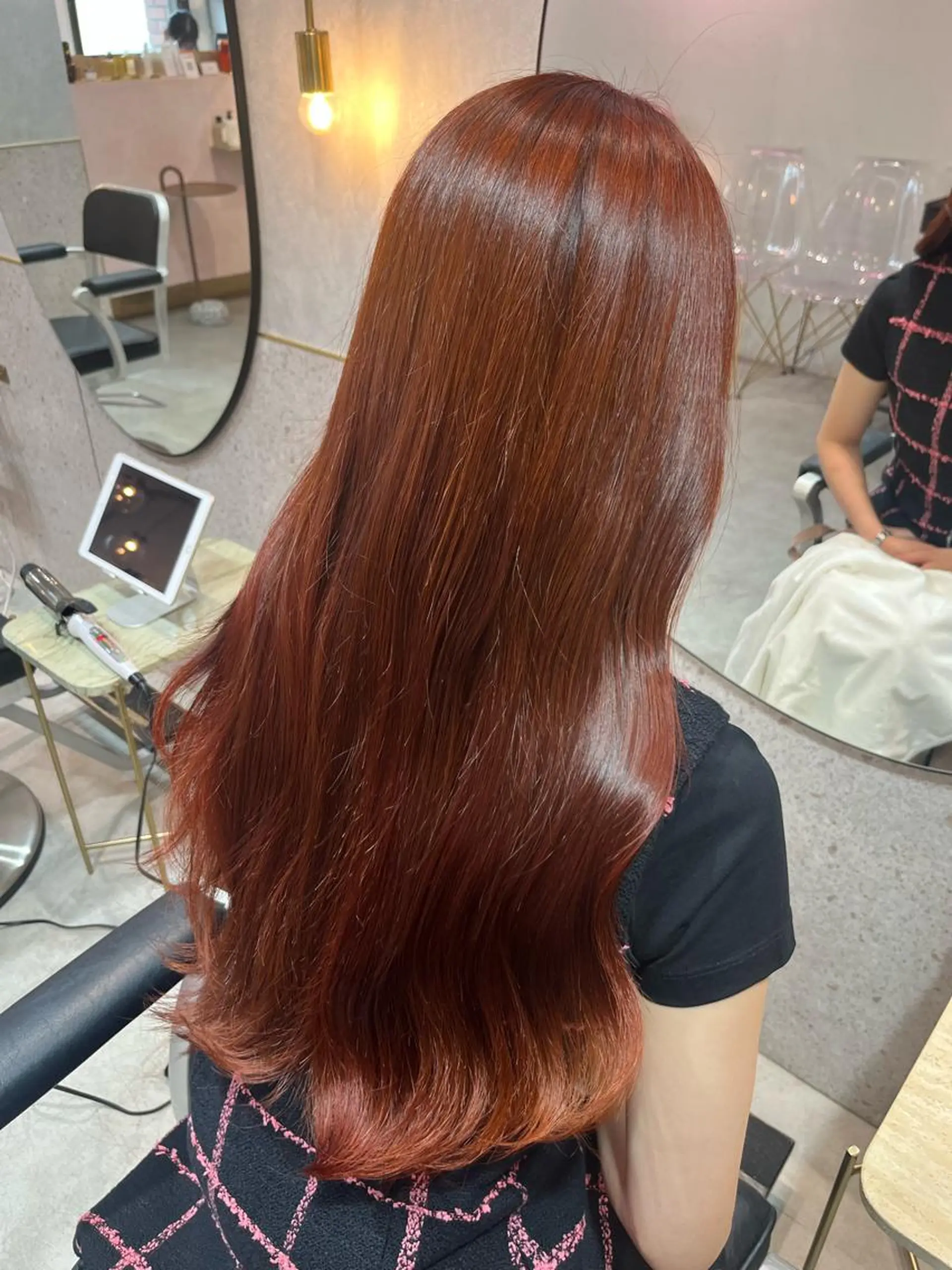 ロング オレンジブラウン 髪質改善 韓国風ヘア ロング 似合わせカット Loom.by Sea【新宿】所属・暖色カラー/新宿/韓 国風レイヤー鮫島志穂のヘアスタイル