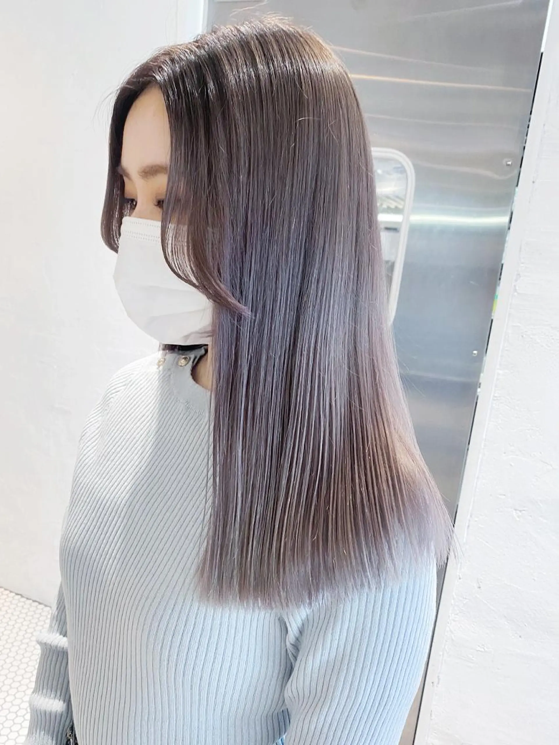 セミロング カラー パーマ ヘアアレンジ グレージュ ラベンダーカラー ラベンダーグレージュ ラベンダーグレー ITbyALBUM 藤沢店のヘアスタイル