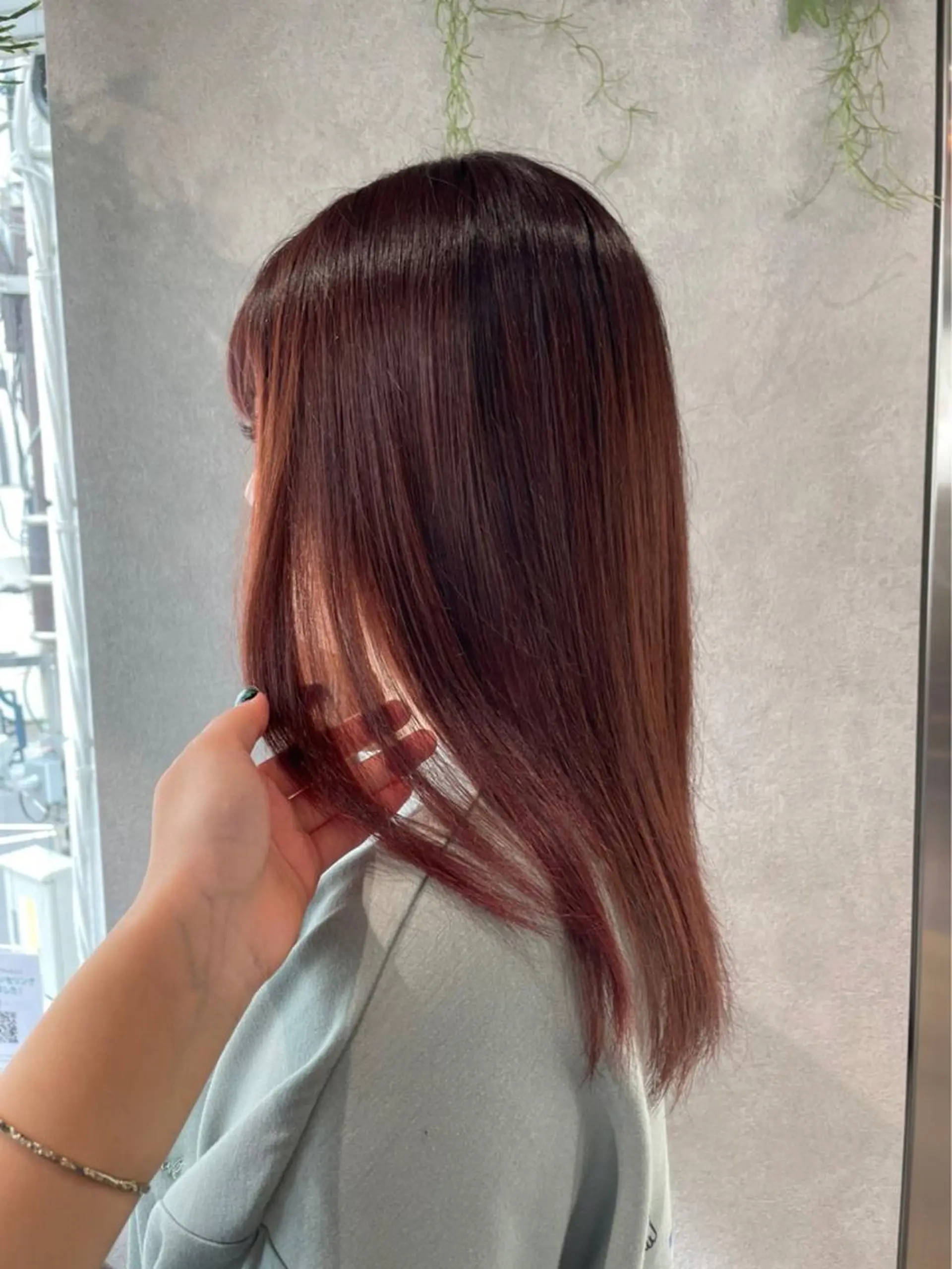 セミロング エクステ 顔周りカット 髪質改善 韓国風ヘア 縮毛矯正 ヘアカラー トリートメント 髪質改善&艶カラー/ ほんだあみ (♡)のヘアスタイル