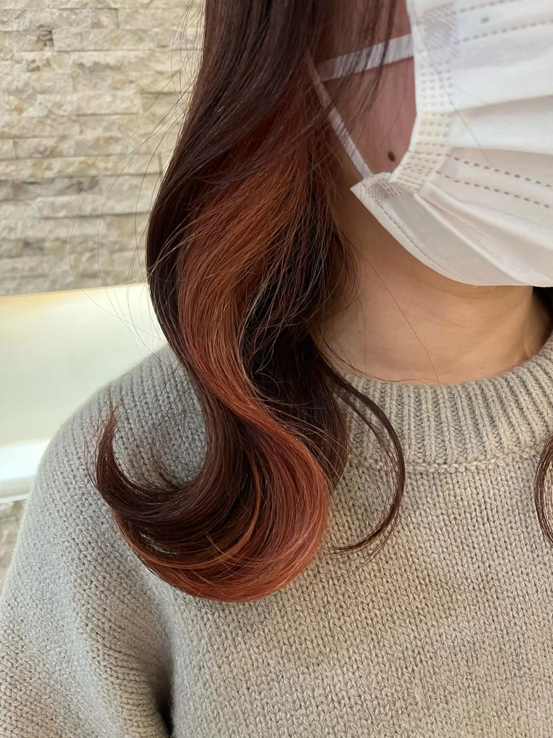 ミディアム カラー オレンジ 韓国/インナーカラー 🍑YUI🍑のヘアスタイル