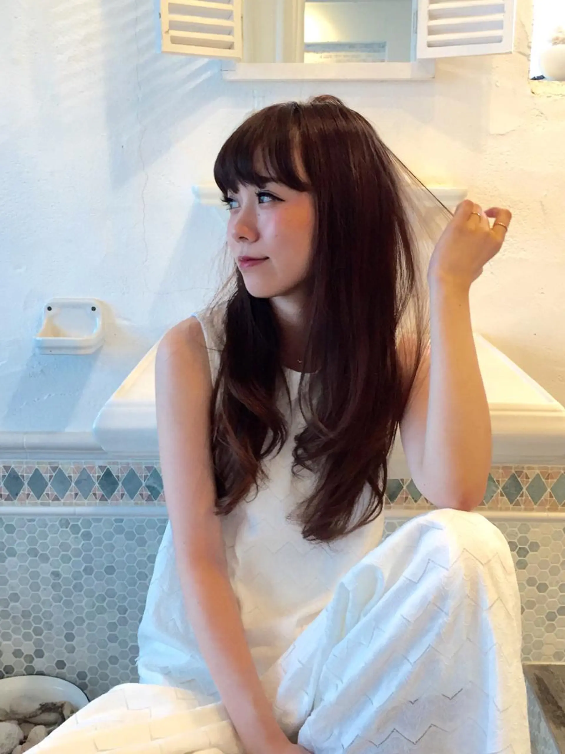 ロング カラー パーマ 田名網 誠司のヘアスタイル
