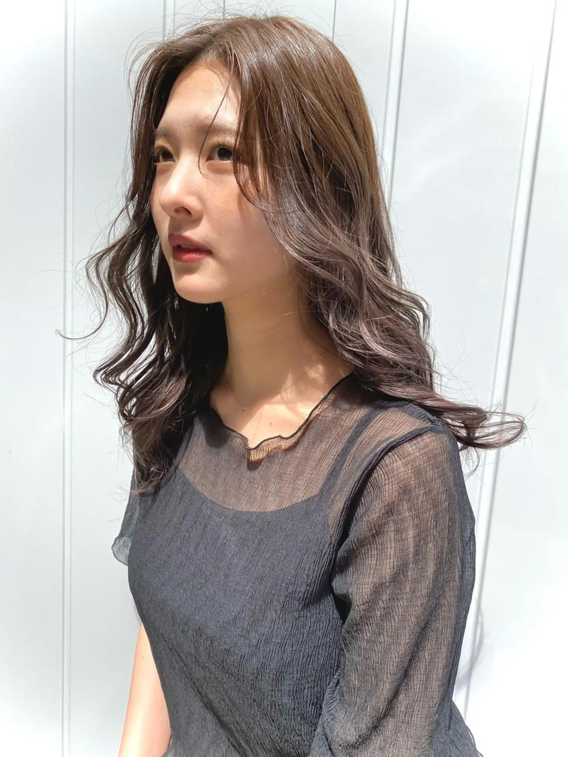 ミディアム カラー カット パーマ キタダ ヒロキのヘアスタイル