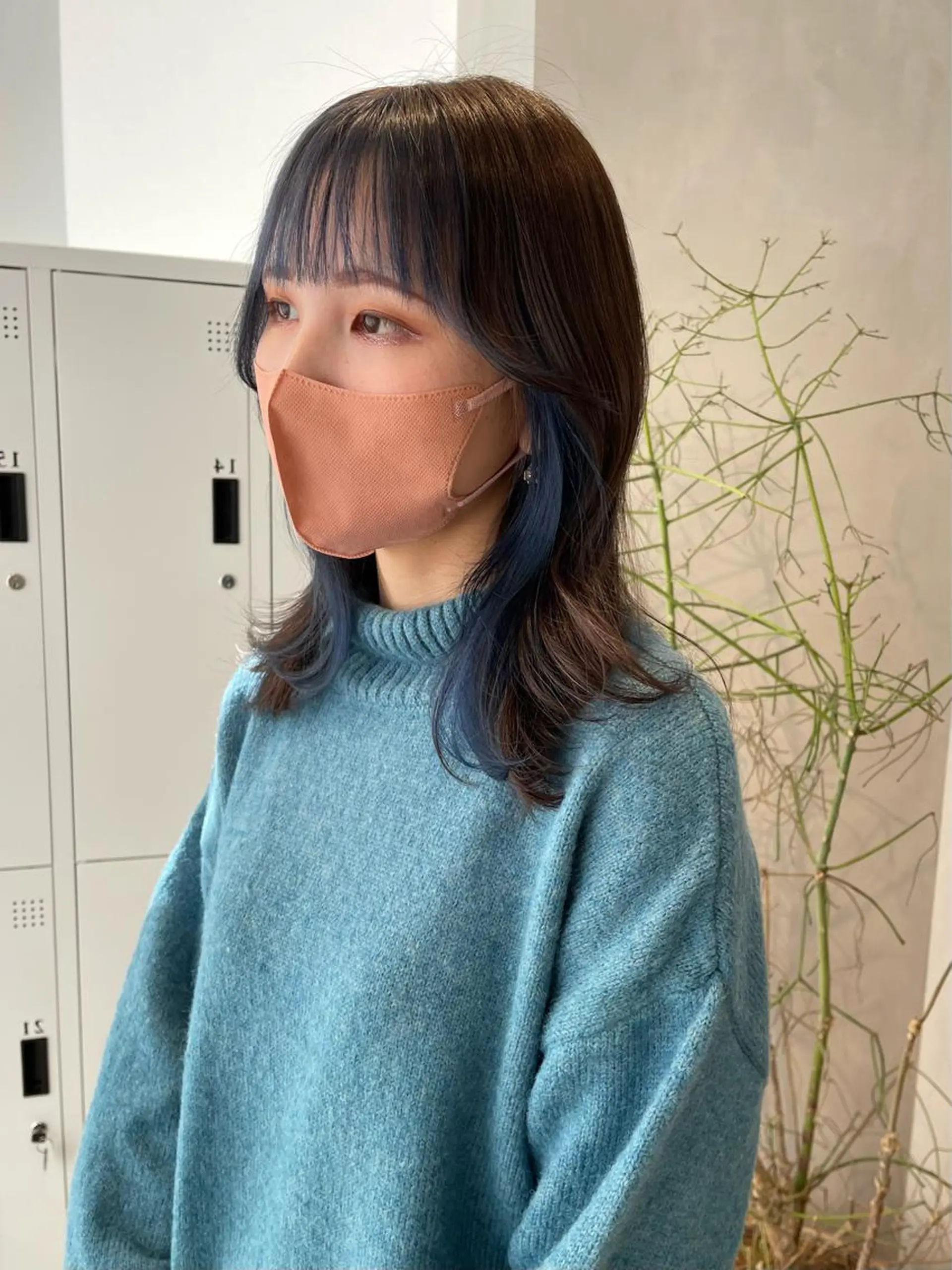 ミディアム カラー ブルーカラー ネイビーカラー ヘアカラー トリートメント 🦋レイヤーカット ミドリカワ🦋のヘアスタイル