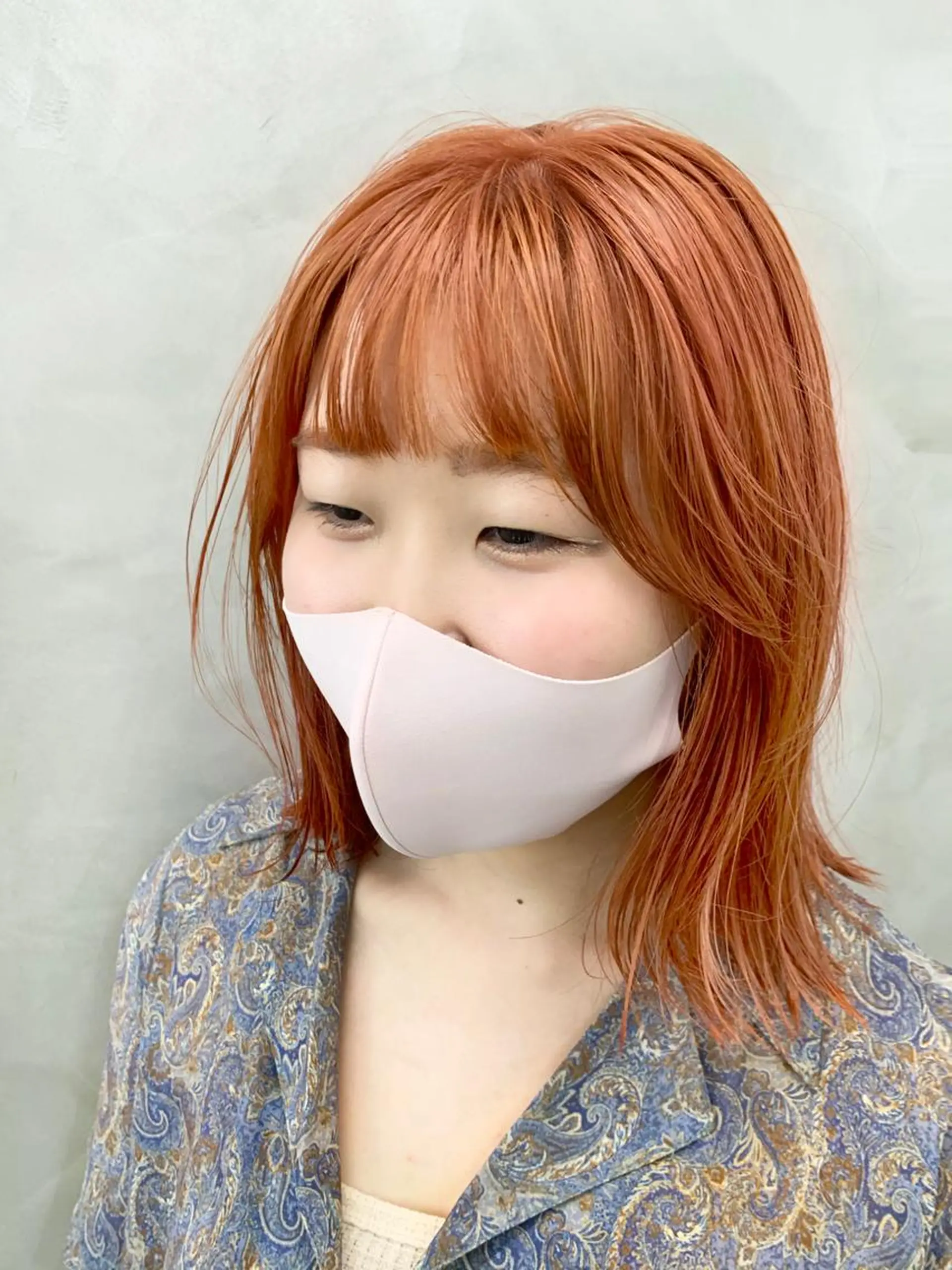 カラー ダブルカラー オレンジ ボブ ヘッドスパ (女性限定)🍋モエのヘアスタイル